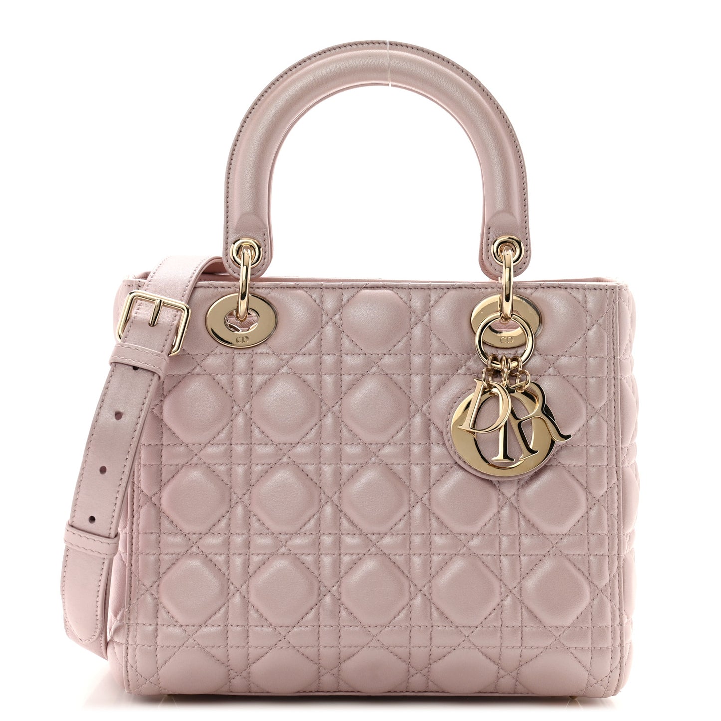 Pearly Lambskin Cannage Medium Lady Dior Lotus