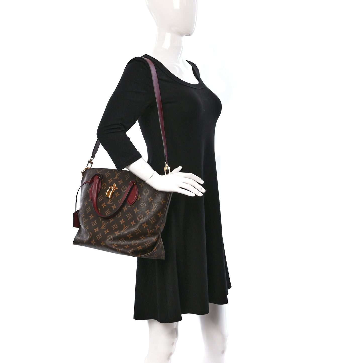 Monogram Flower Zipped Tote MM Bordeaux