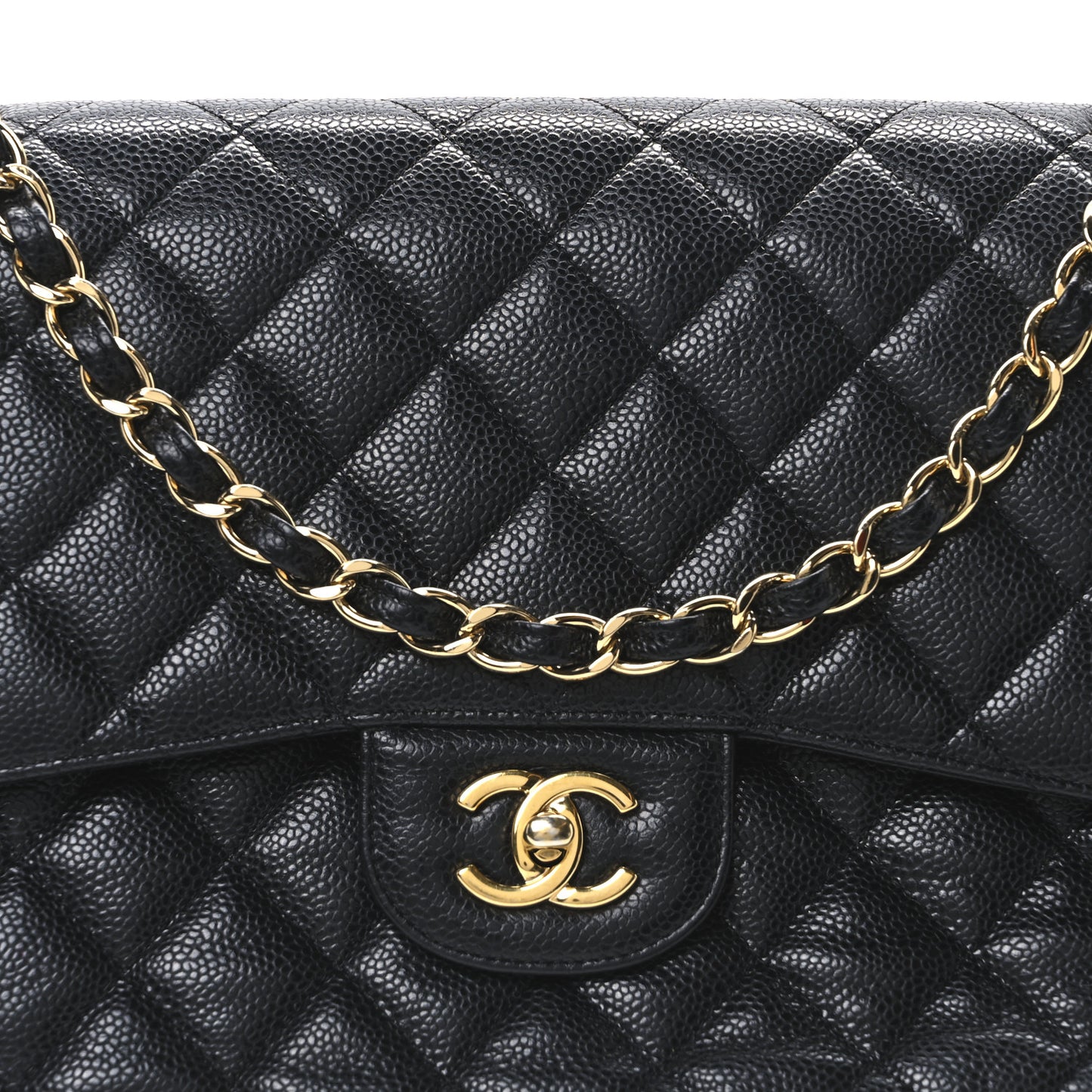 Caviar Quilted Jumbo Double Flap Black
