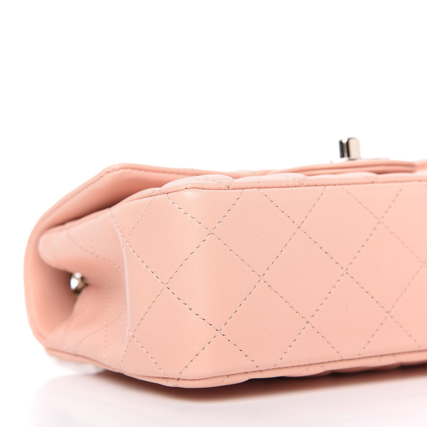 Lambskin Quilted Mini Rectangular Flap Light Pink