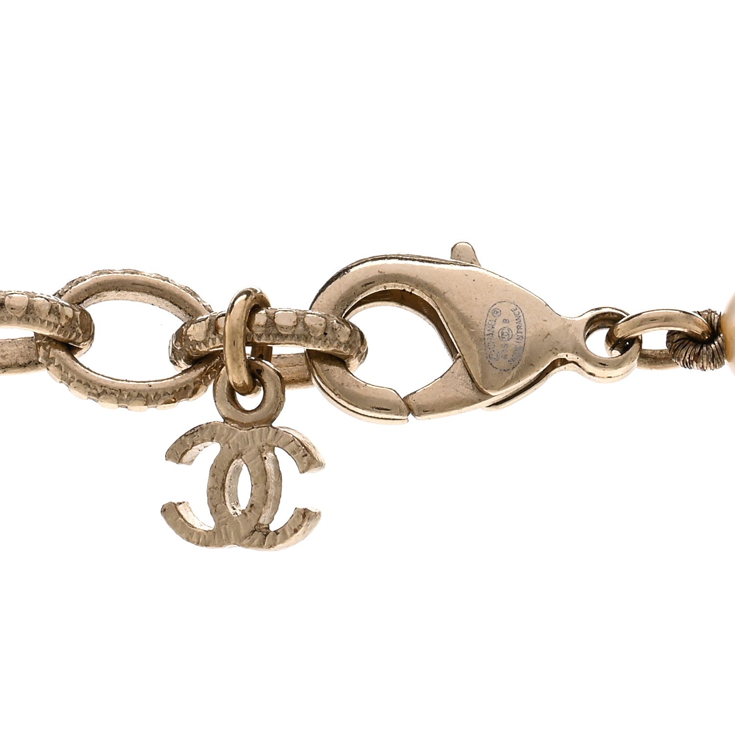 Chanel Graduated Pearl Crystal CC Long Necklace Gold Black 5 of 6
