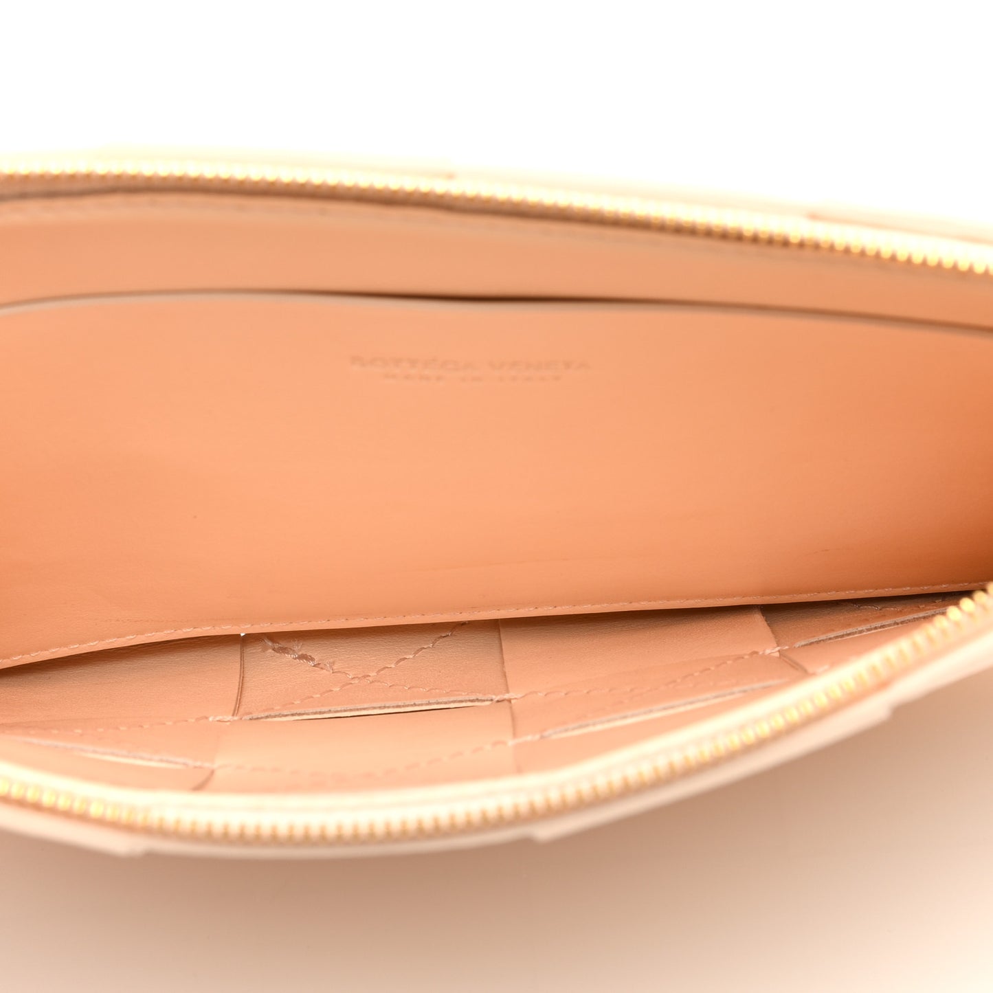 Nappa Maxi Intrecciato Small Cassette Flat Zip Pouch Melon Washed
