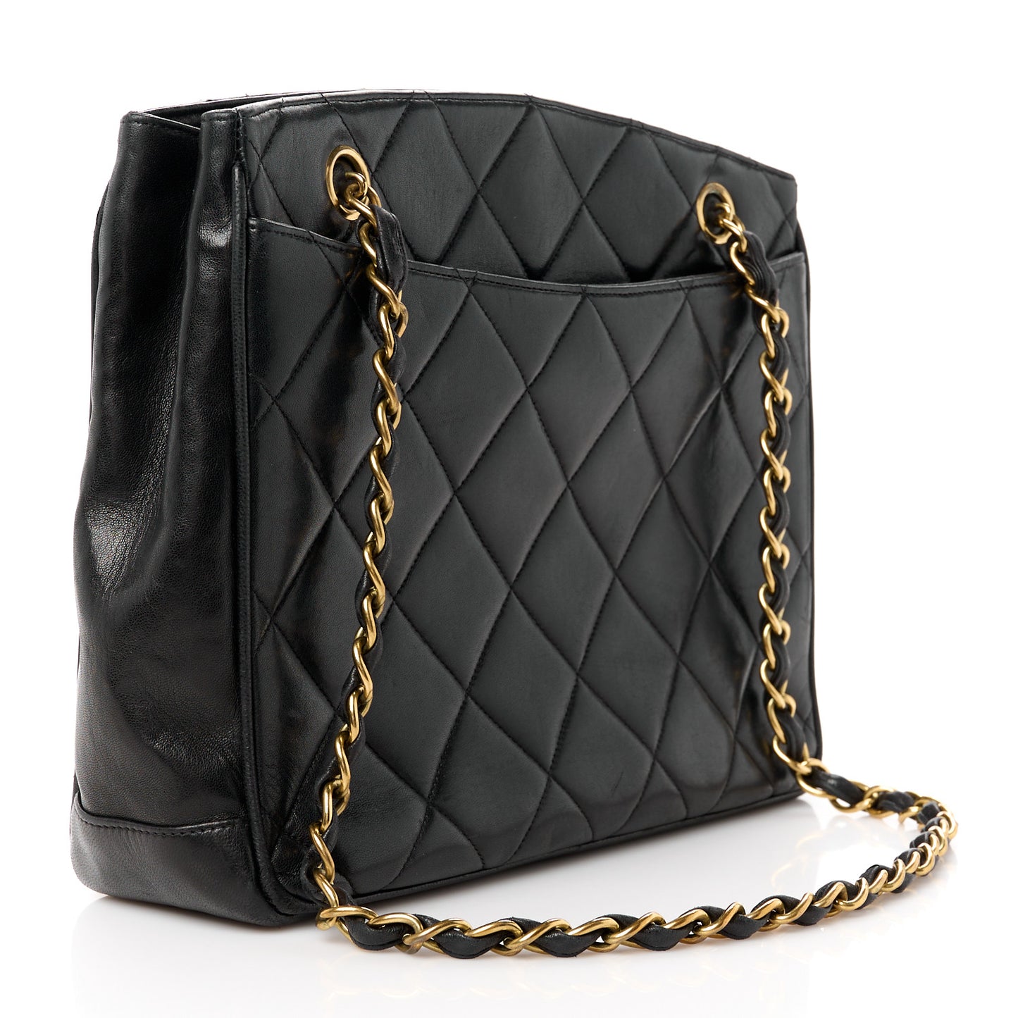 Lambskin Quilted CC Shoulder Bag Black