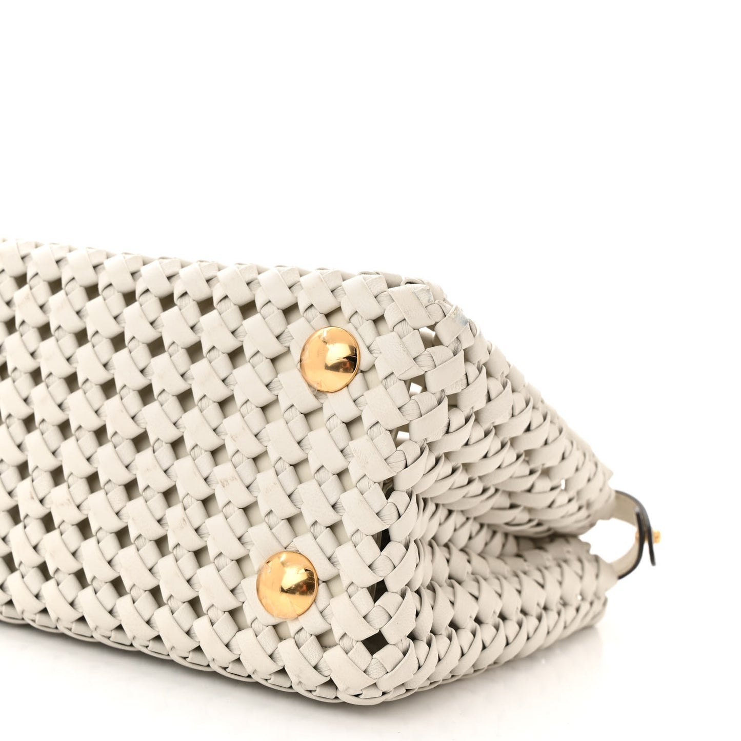 Nappa Intreccio Stacked Bar Mini Peekaboo Iconic Satchel White