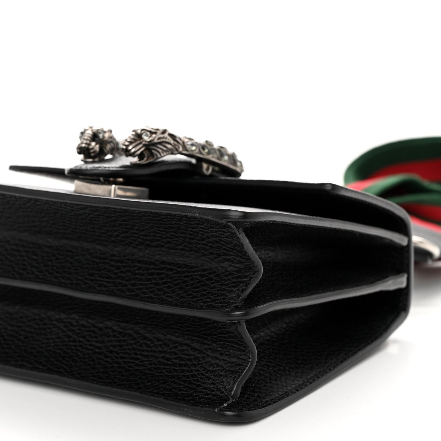 Dollar Calfskin Crystal Web Mini Dionysus Bamboo Top Handle Bag Black Black Diamond