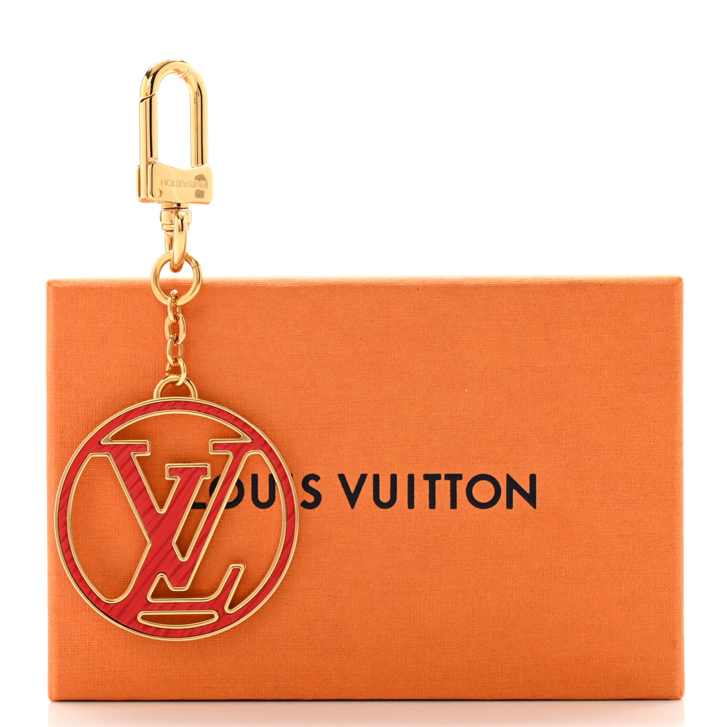 Epi LV Circle Bag Charm Key Holder Red Pink