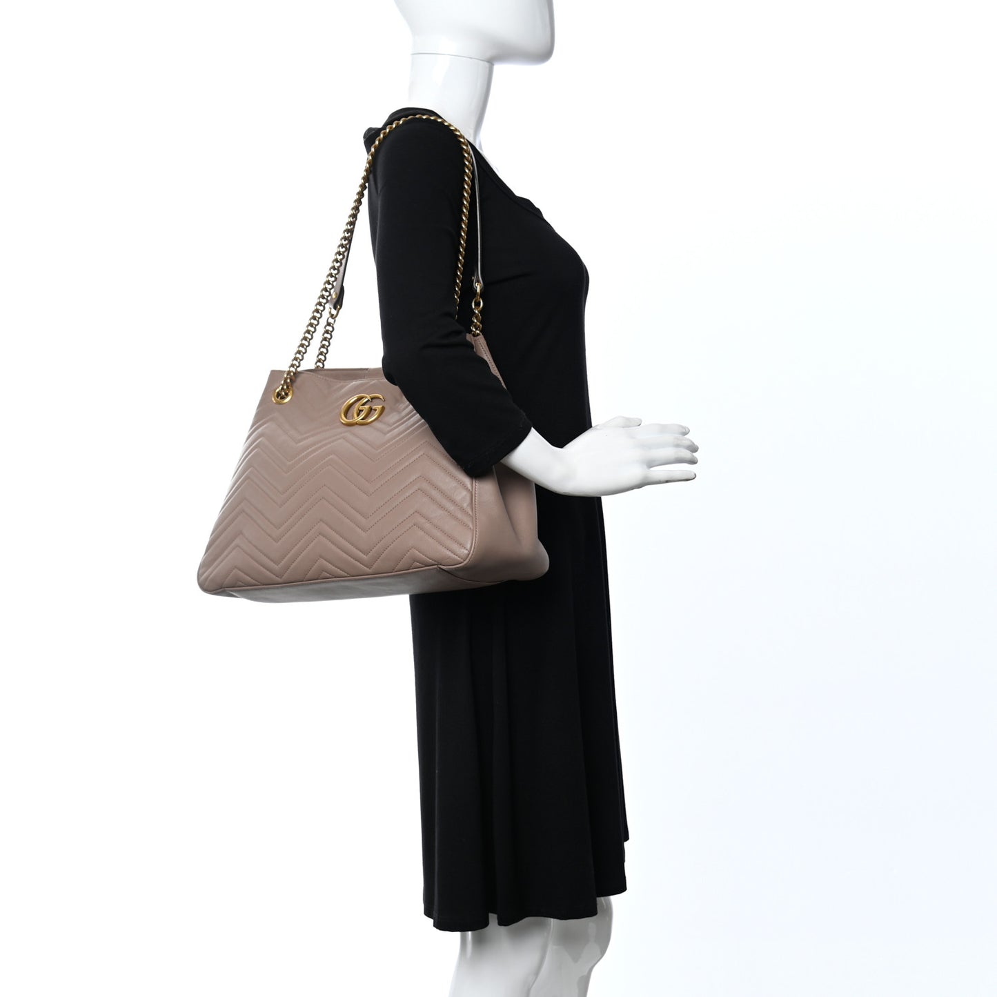 Calfskin Matelasse Medium GG Marmont Tote Porcelain Rose