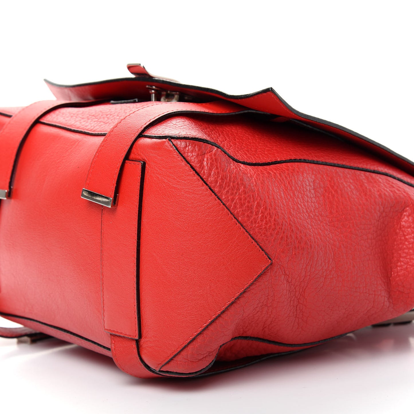 Pebbled Calfskin Small PS Courier Backpack Red