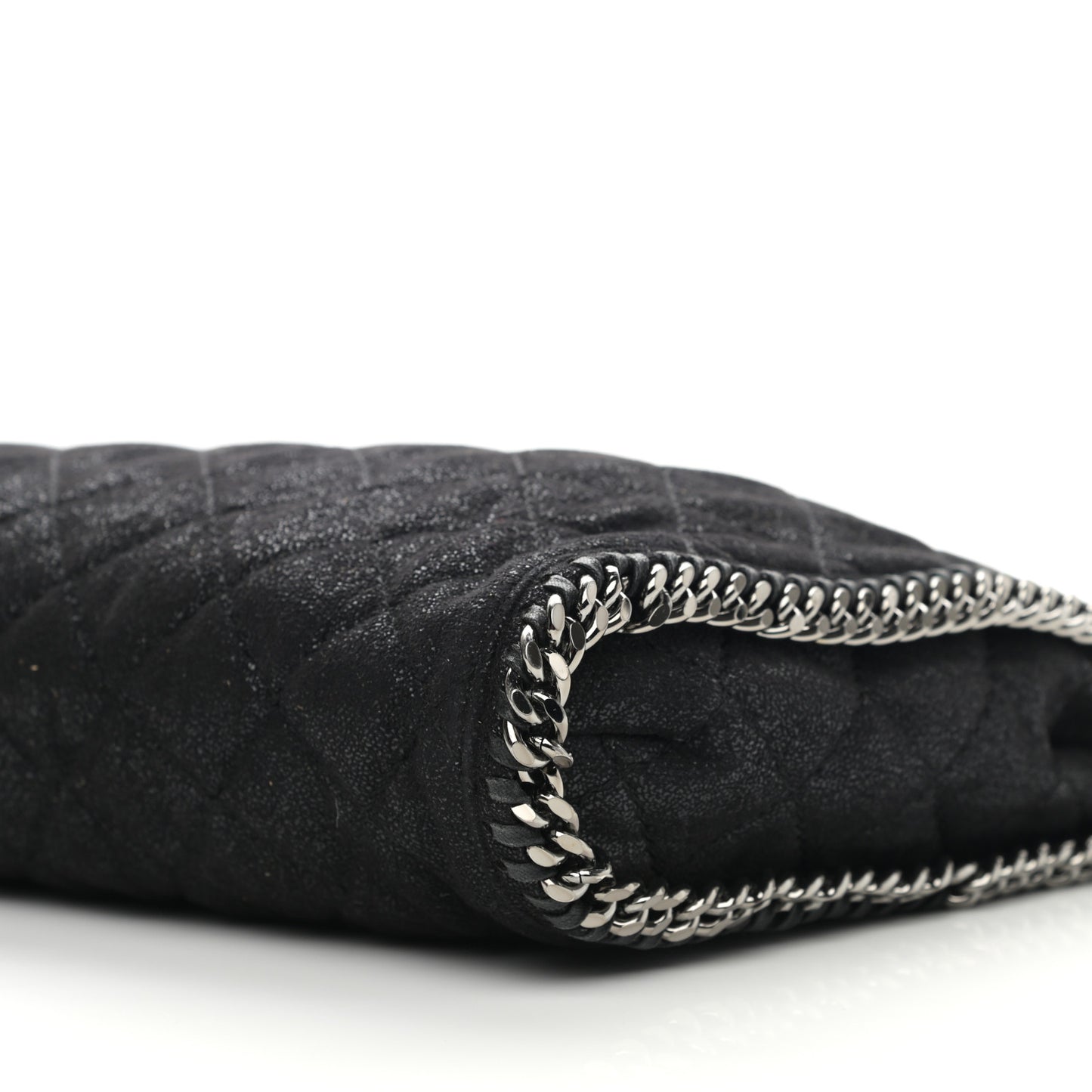 Shaggy Deer Quilted Falabella Fold Over Tote Black
