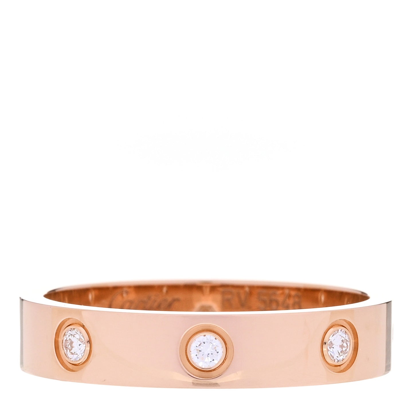 18K Pink Gold 8 Diamond 4mm LOVE Wedding Band Ring 55 7.25