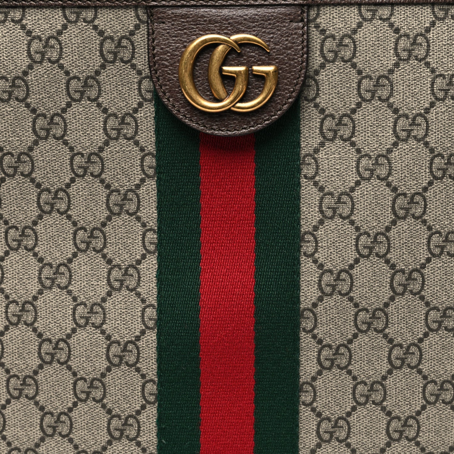 GG Supreme Monogram Web Ophidia Tote Brown