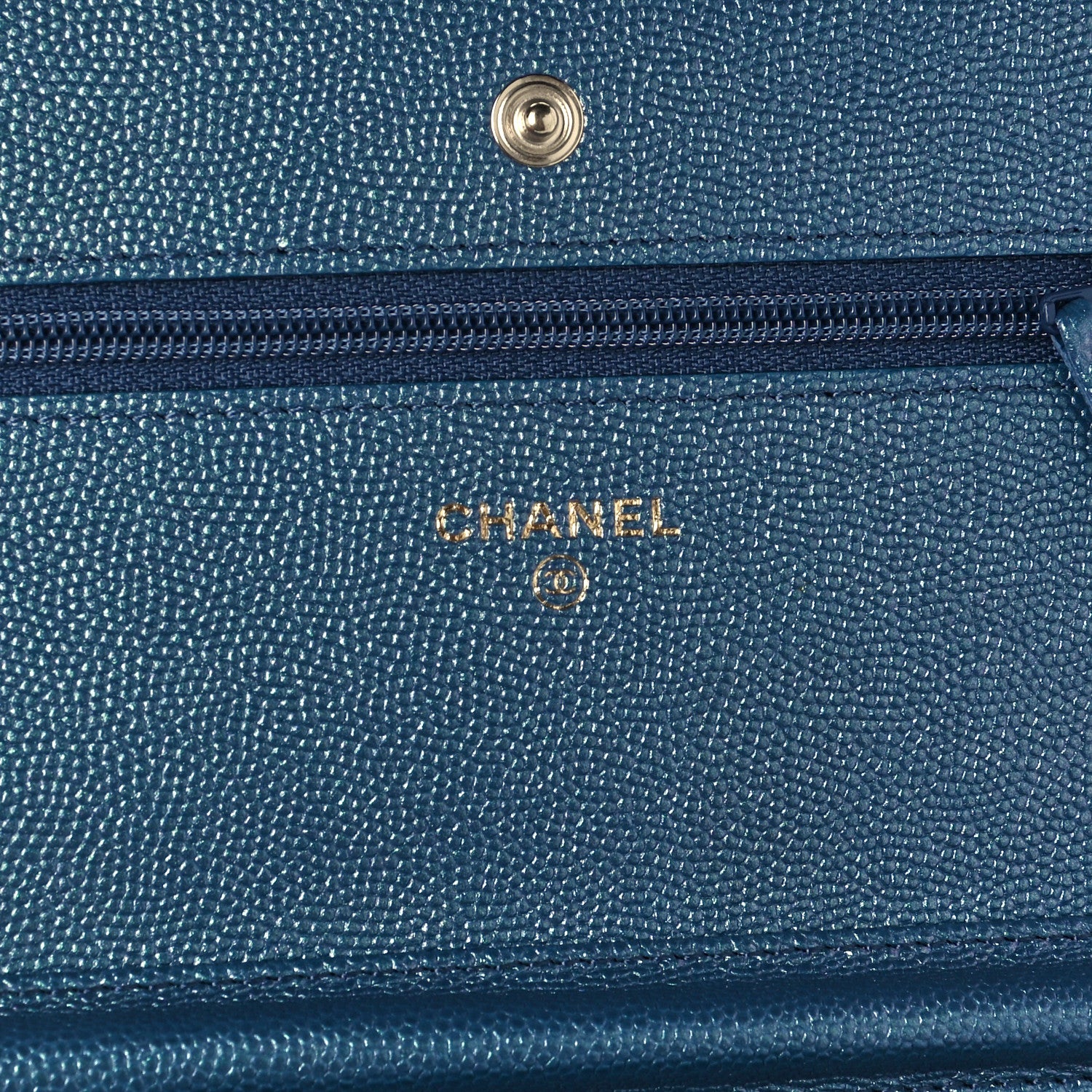 Chanel Iridescent Caviar Quilted Wallet On Chain WOC Dark Blue 5 of 10