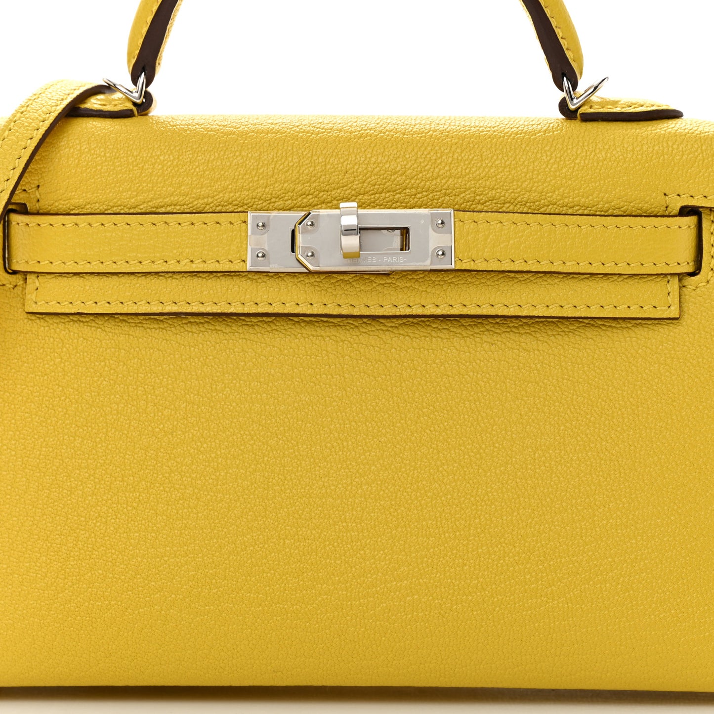 Chevre Mysore Verso Mini Kelly Sellier 20 Jaune De Naples Nata