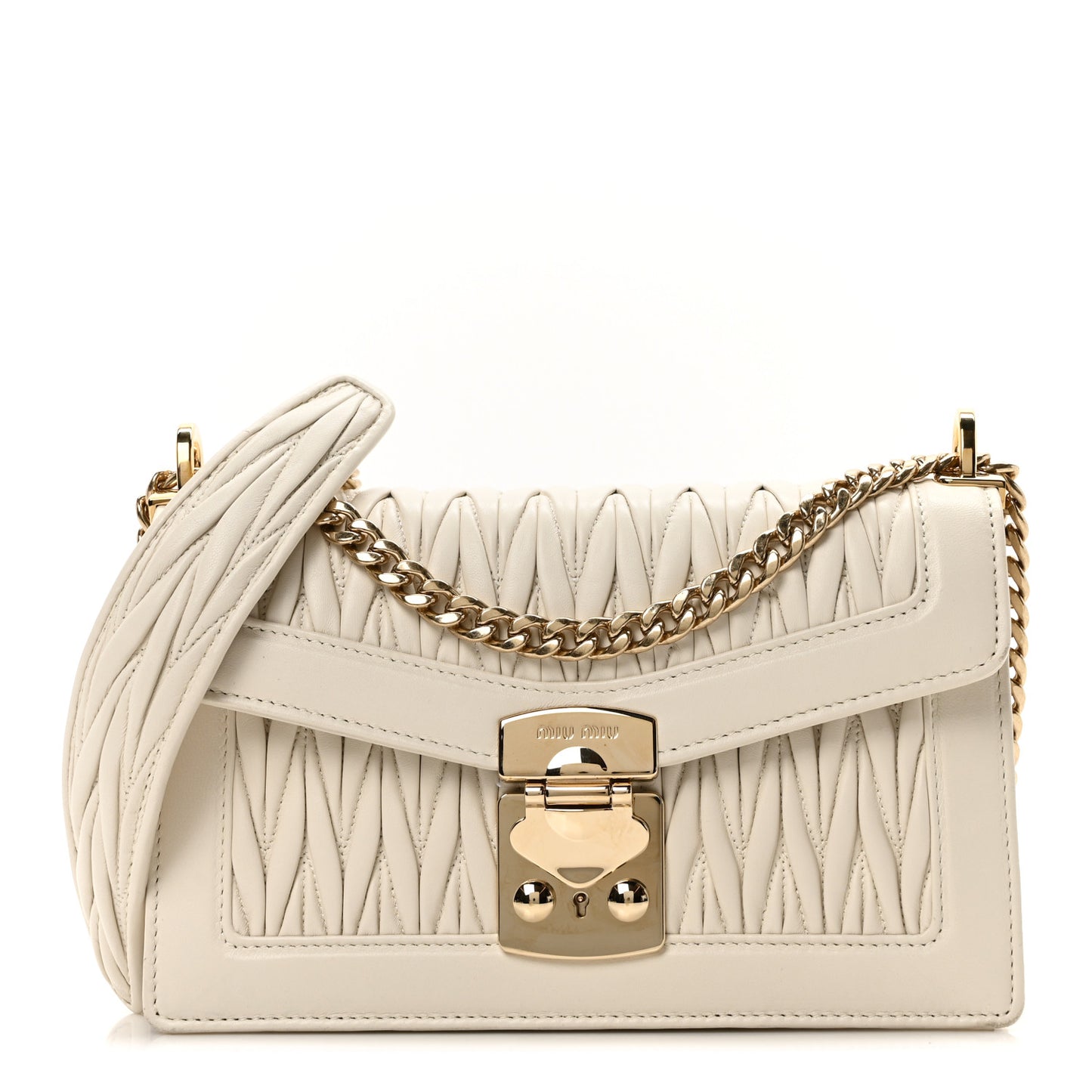 Lambskin Confidential Matelasse Chain Shoulder Bag White