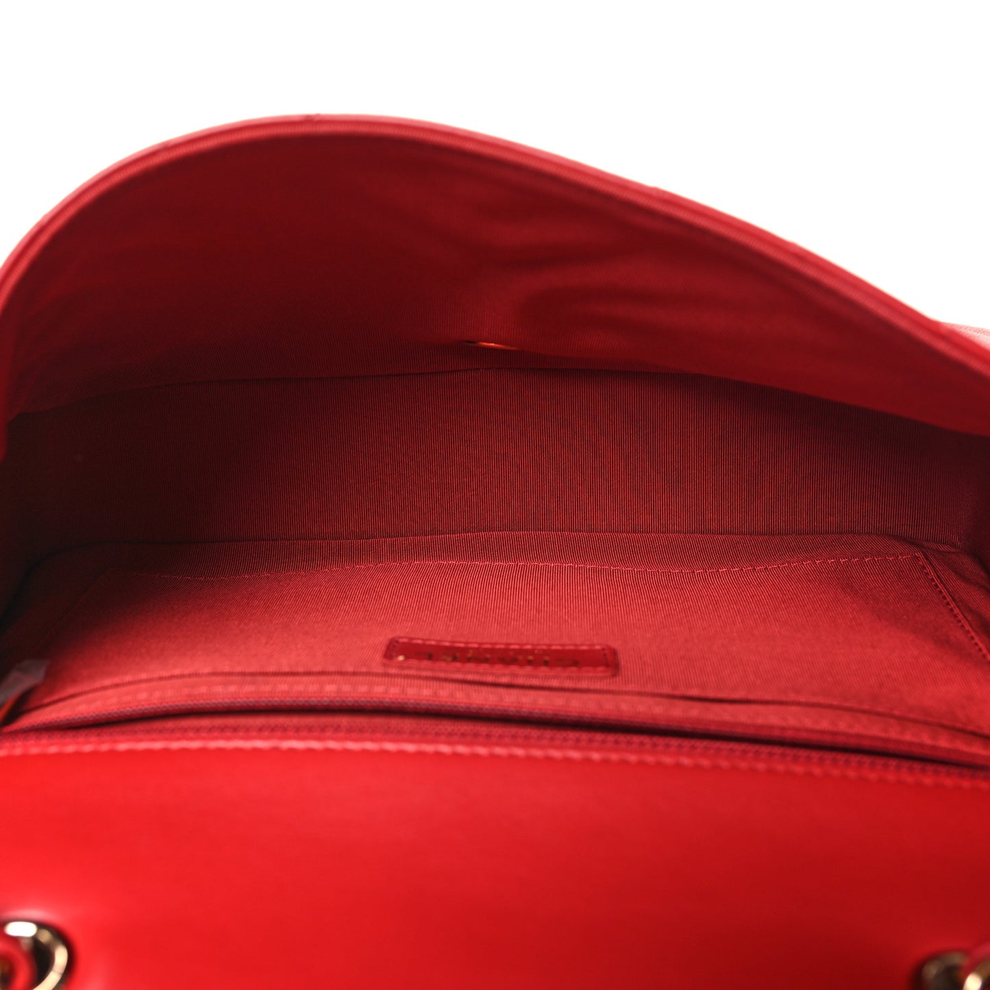 Calfskin Chevron Quilted Large Statement Flap Red