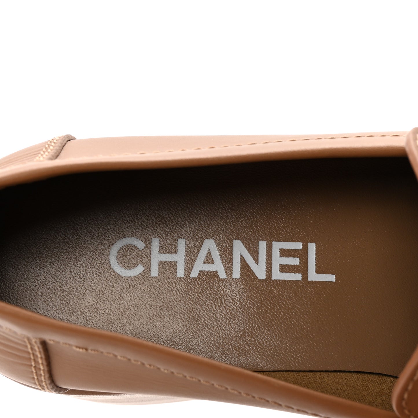 Calfskin CC Platform Loafers 38 Beige