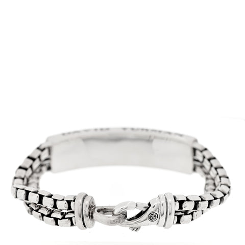 Sterling Silver Black Onyx ID Curb Chain Bracelet