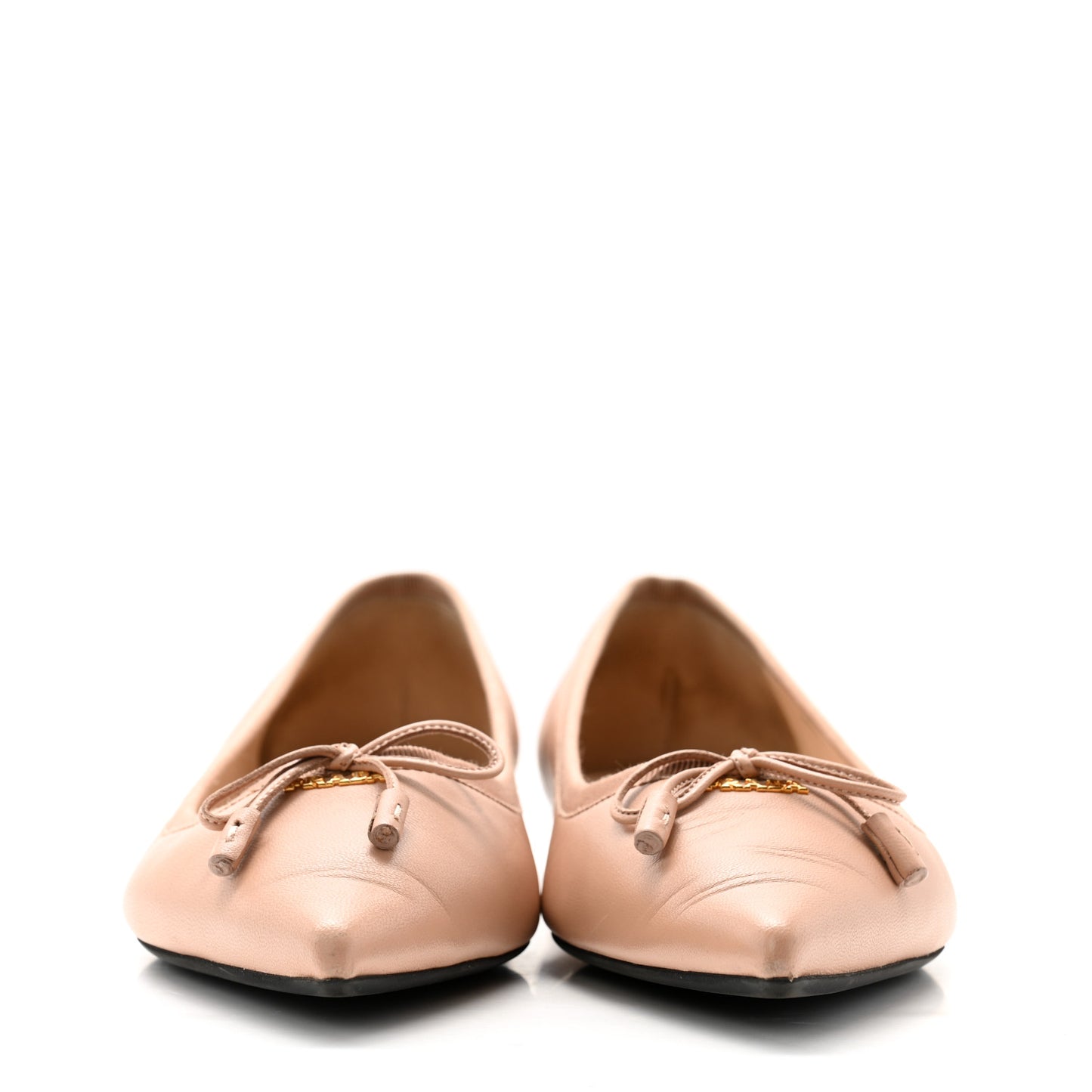 Lambskin Donna Bow Ballerina Flats 39 Nudo