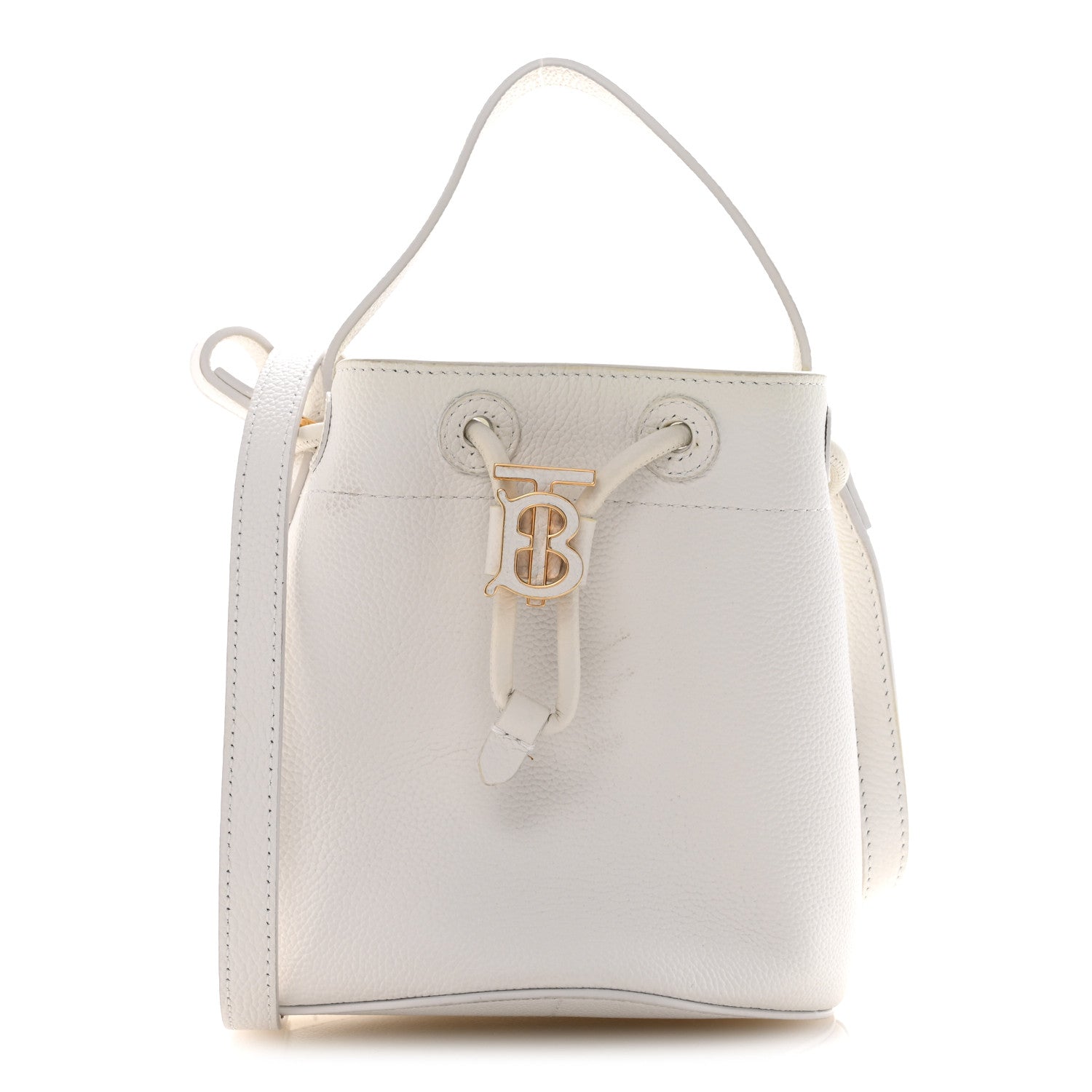 Burberry Calfskin TB Mini Bucket Bag White 1815631 – FASHIONPHILE