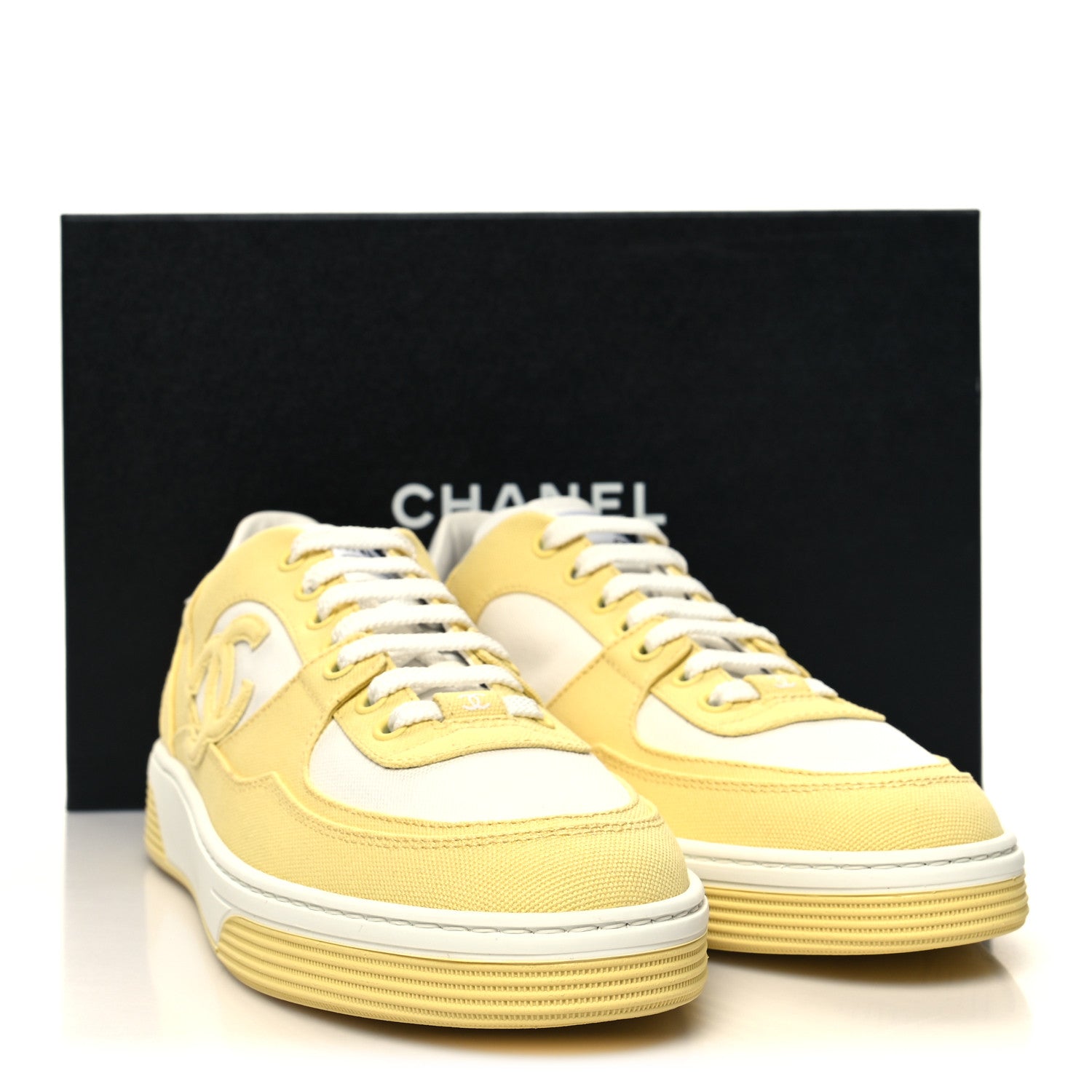Chanel Cotton Sneakers 40 Yellow White 9 of 9