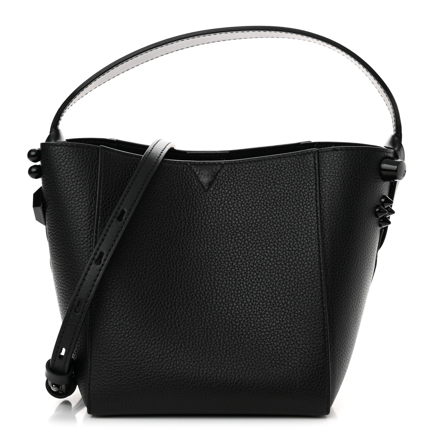 Calfskin Empire Spike Studded Mini Cabachic Bucket Bag Black