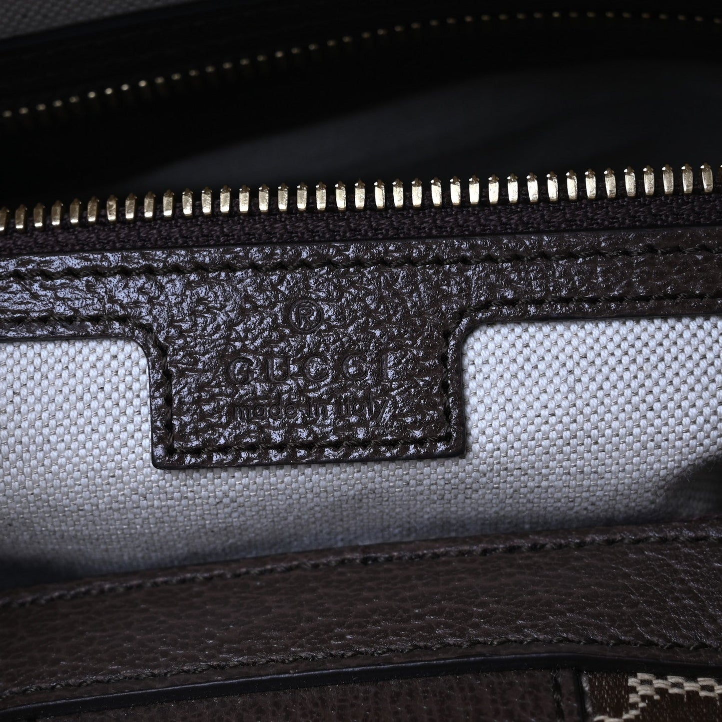 Monogram Jumbo GG Textured Dollar Calfskin Web Medium Duffle Bag Camel Ebony