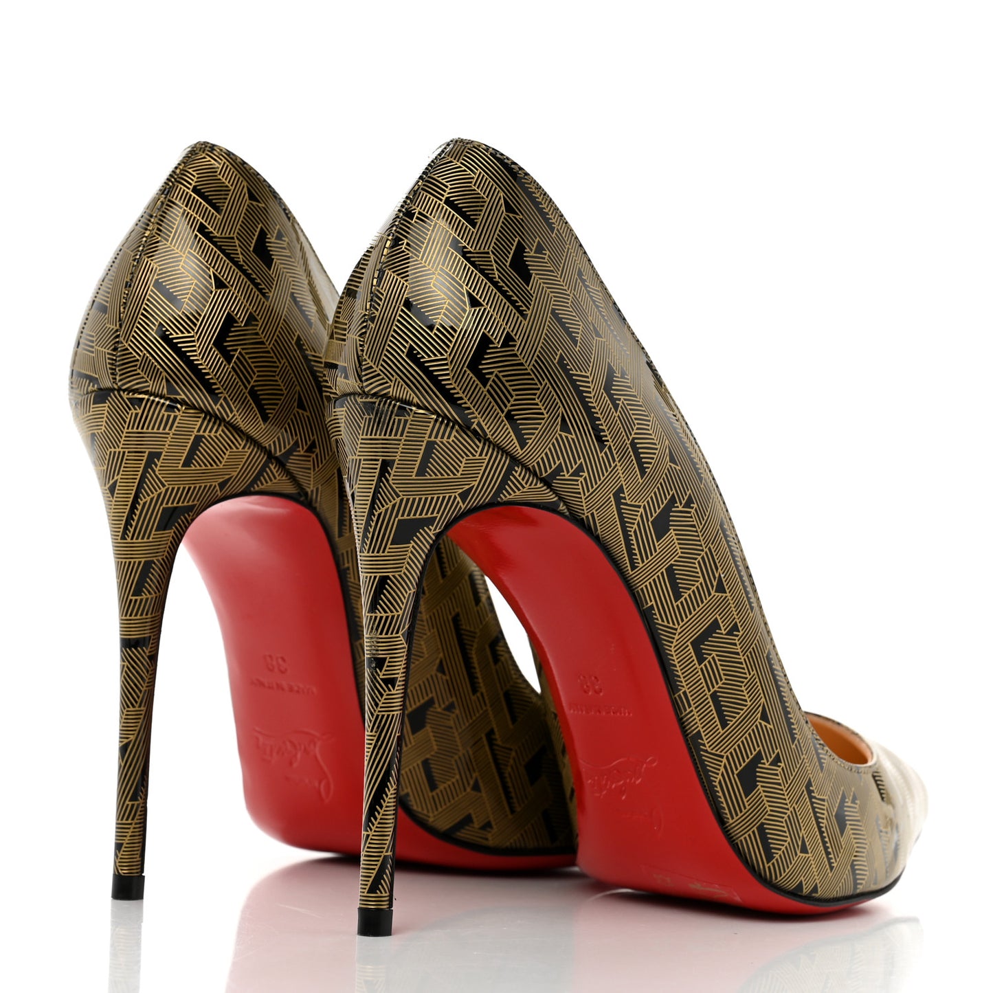 Patent Pigalle Follies 100 Pumps 38 Black Gold