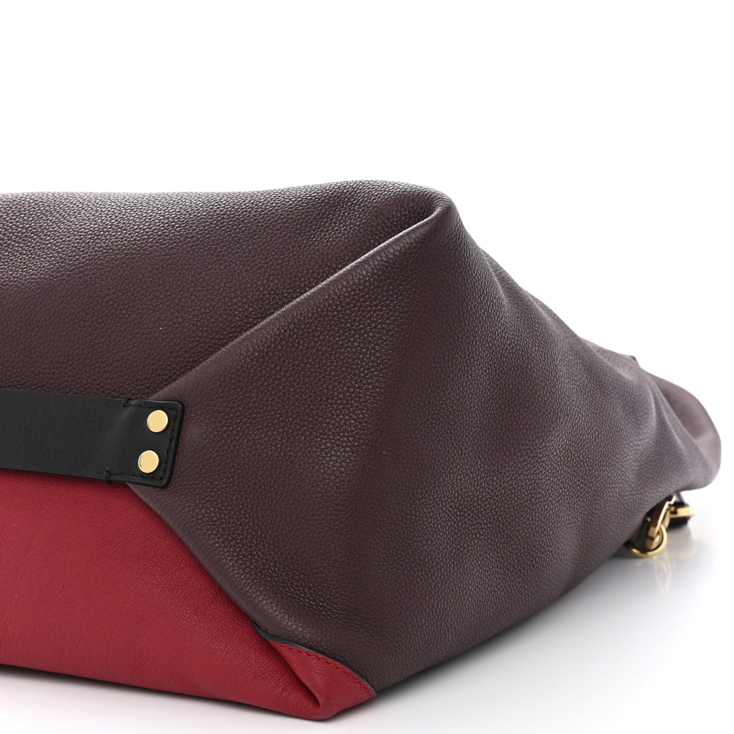 Grained Calfskin Colorblock Sling Hobo Red Oxblood Burgundy