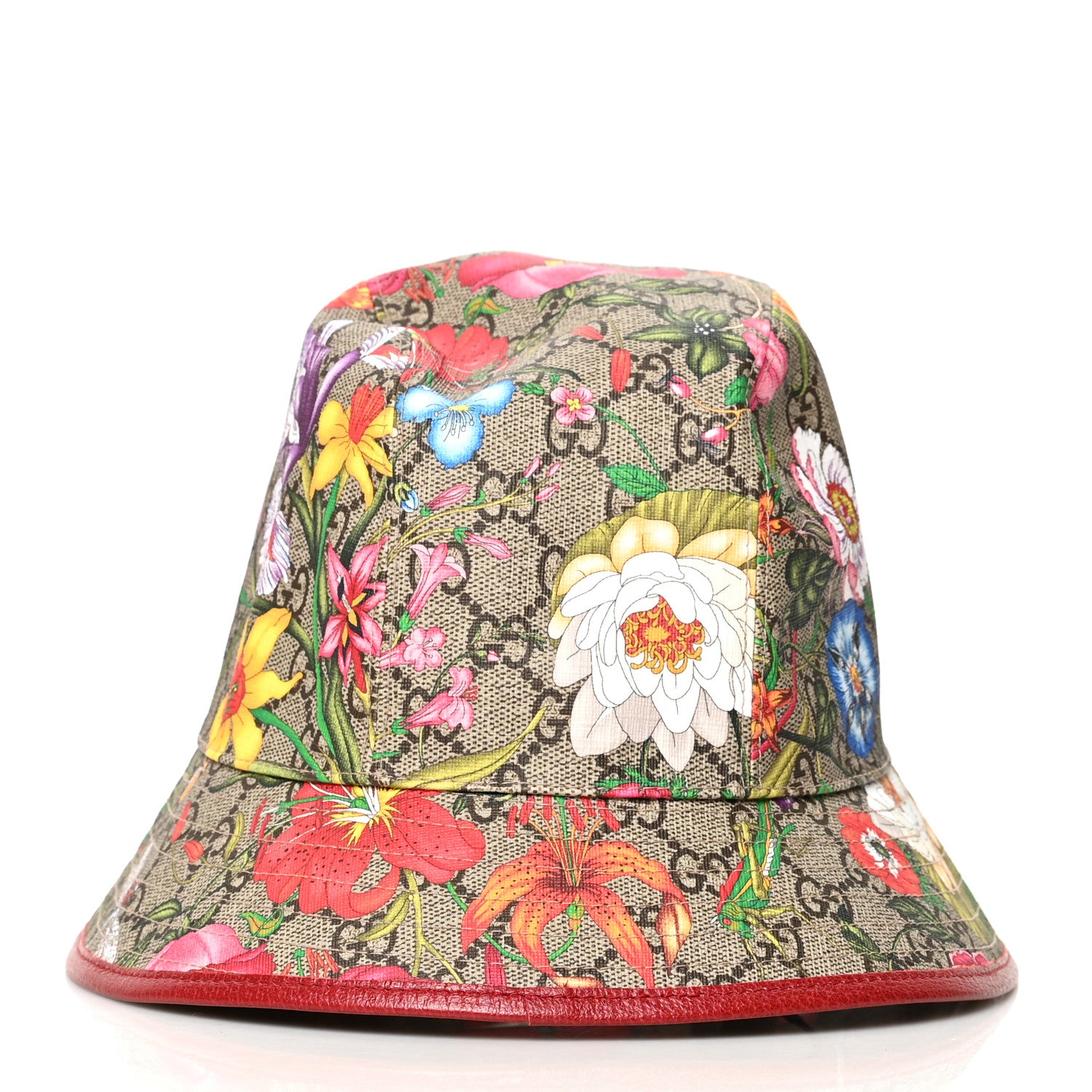 Gucci GG Supreme Monogram Flora Bucket Hat M Red 3 of 9
