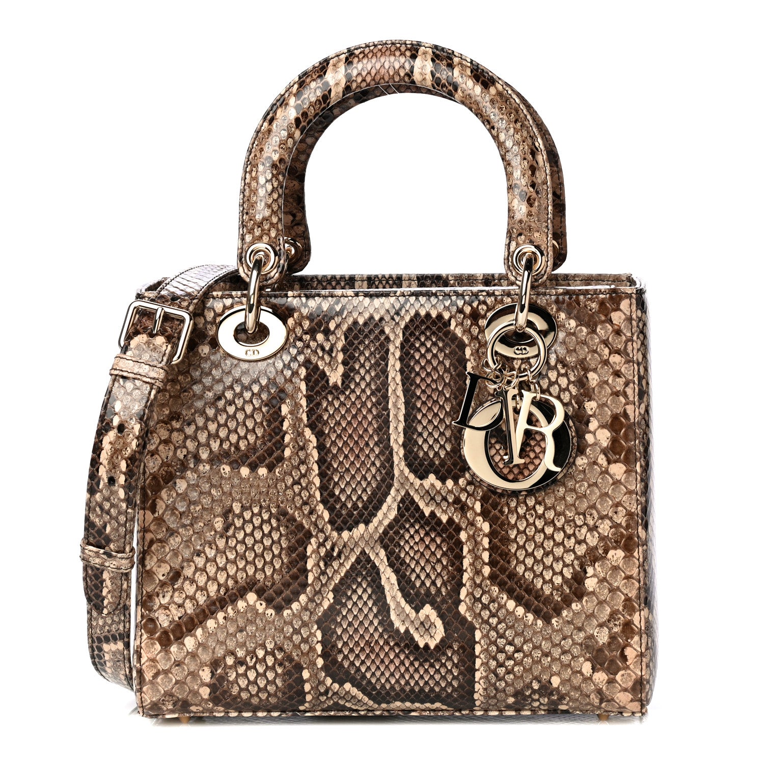 Christian Dior Snakeskin Medium Lady Dior Brown 859042 โ FASHIONPHILE