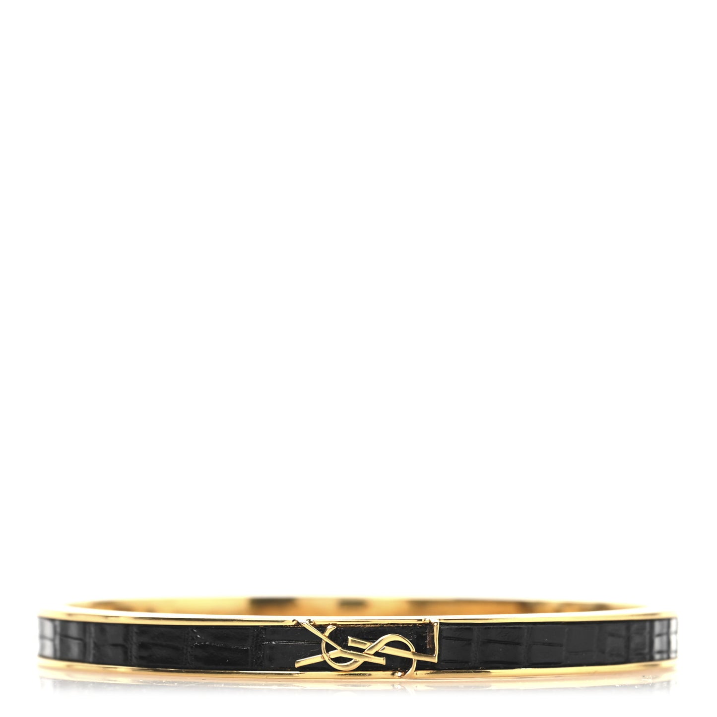 Calfskin Crocodile Embossed Opyum Bracelet L Black