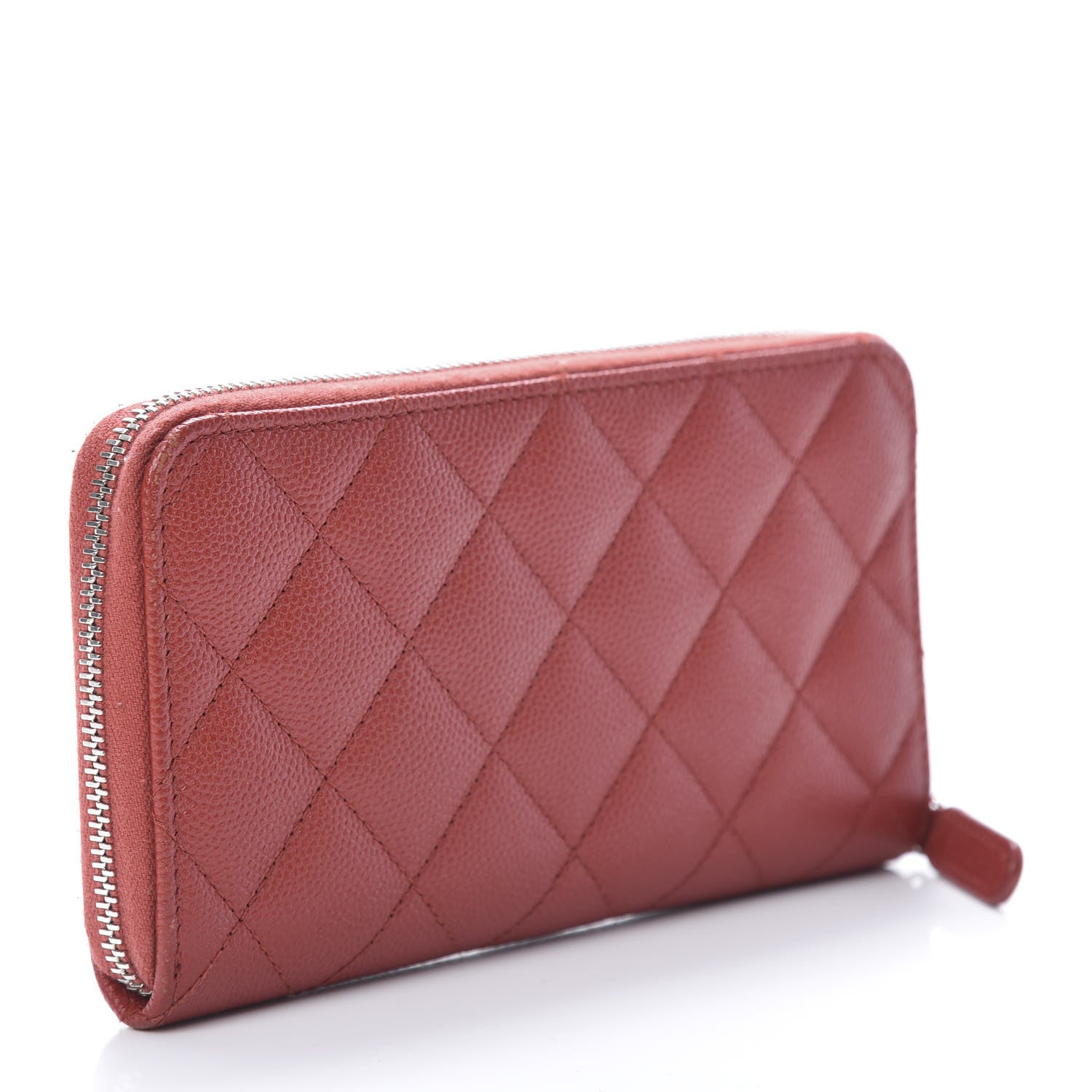 Chanel Caviar Quilted Medium Zip Around Wallet Red 3 of 11