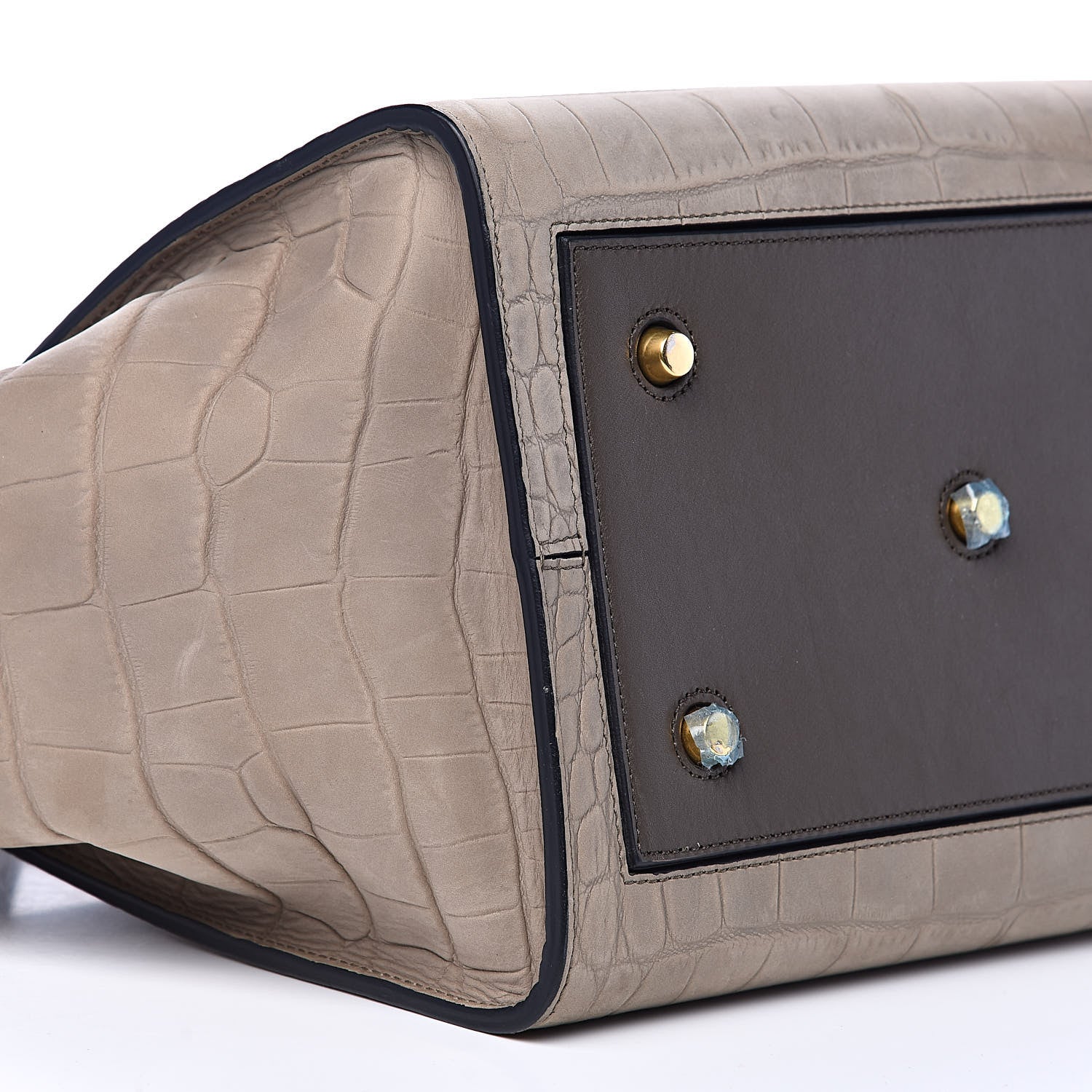 Celine Crocodile Embossed Nubuck Calfskin Small Tie Knot Tote Grey 7 of 13