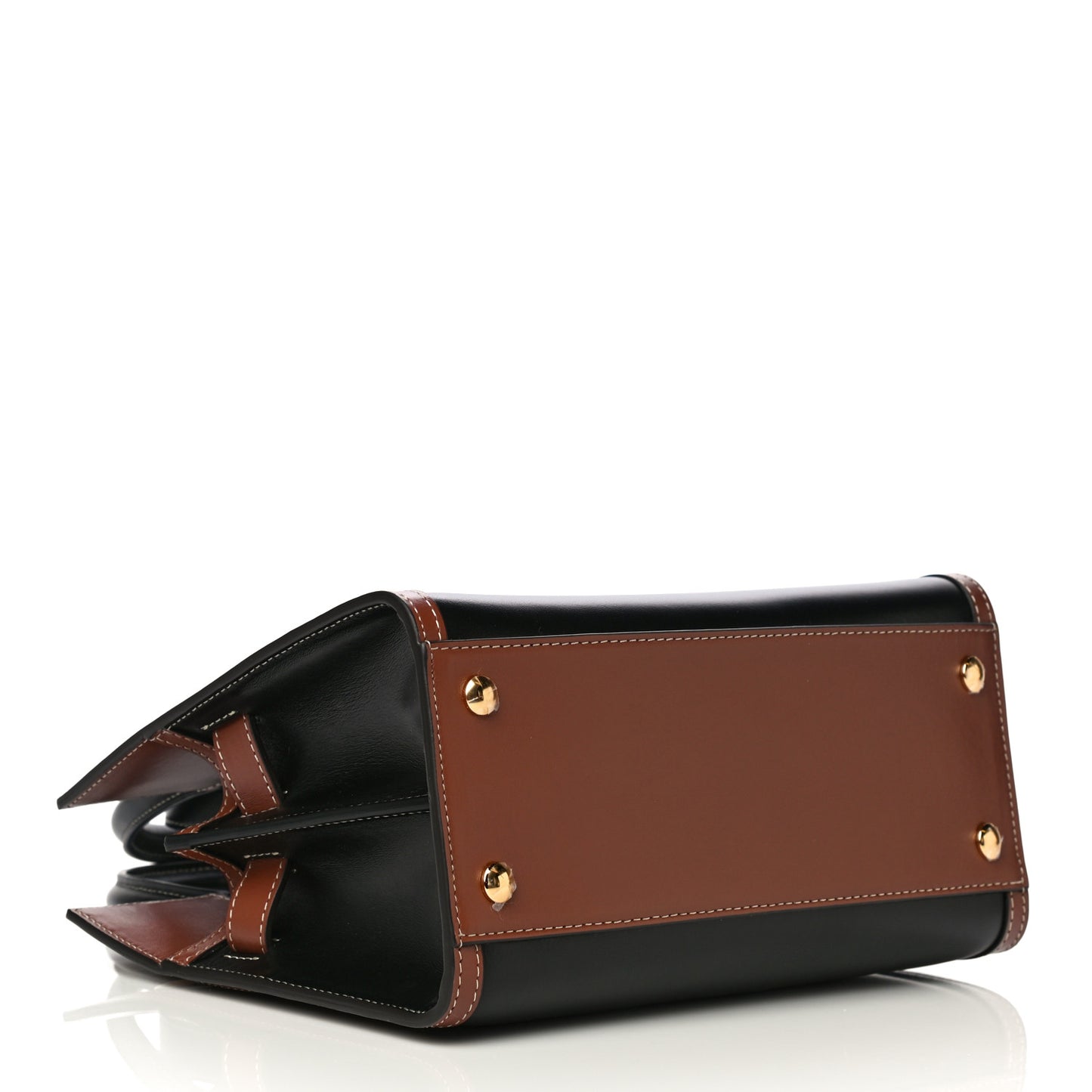 Calfskin Vintage Check Mini Two Handle Title Bag Black