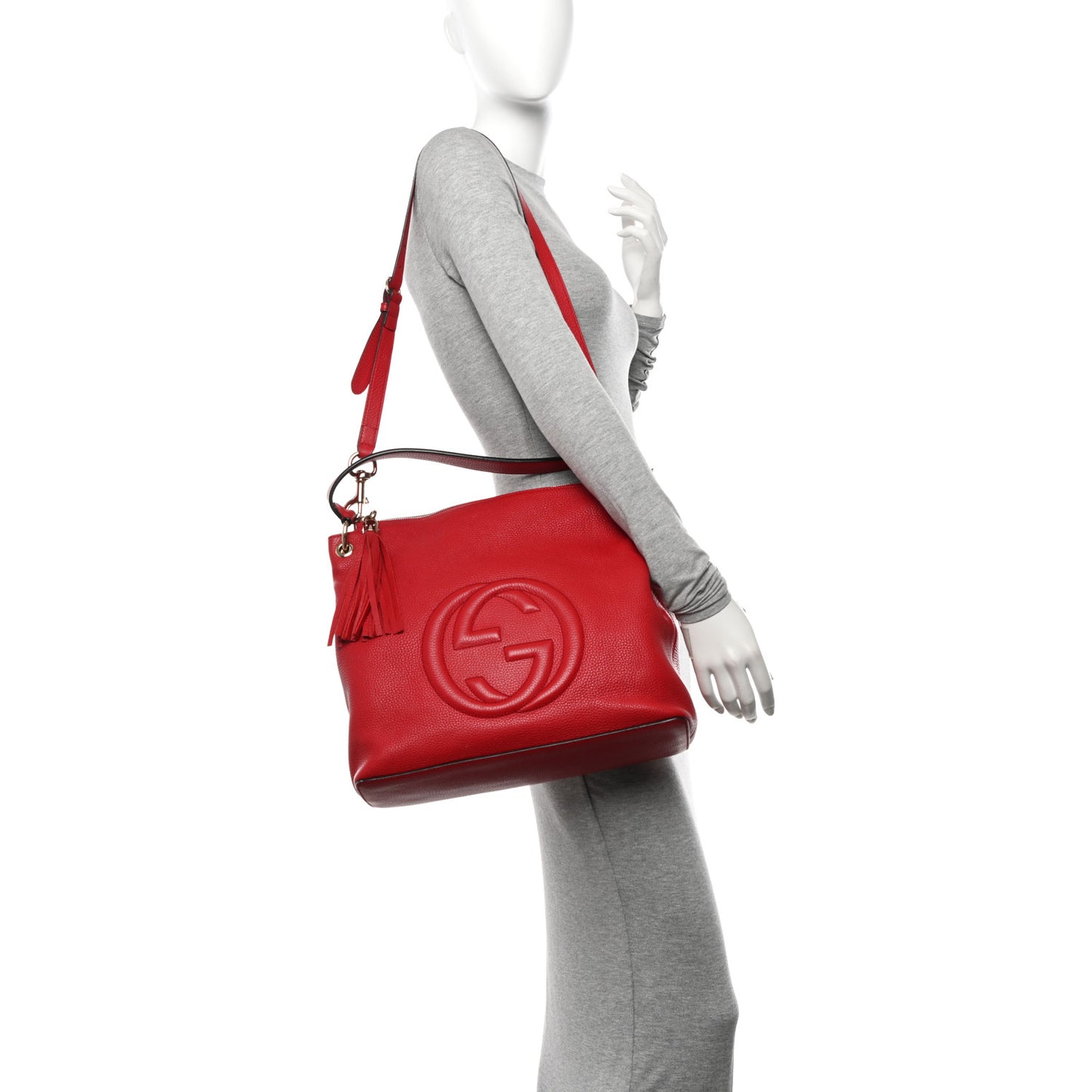 Pebbled Calfskin Large Soho Hobo Tabasco Red