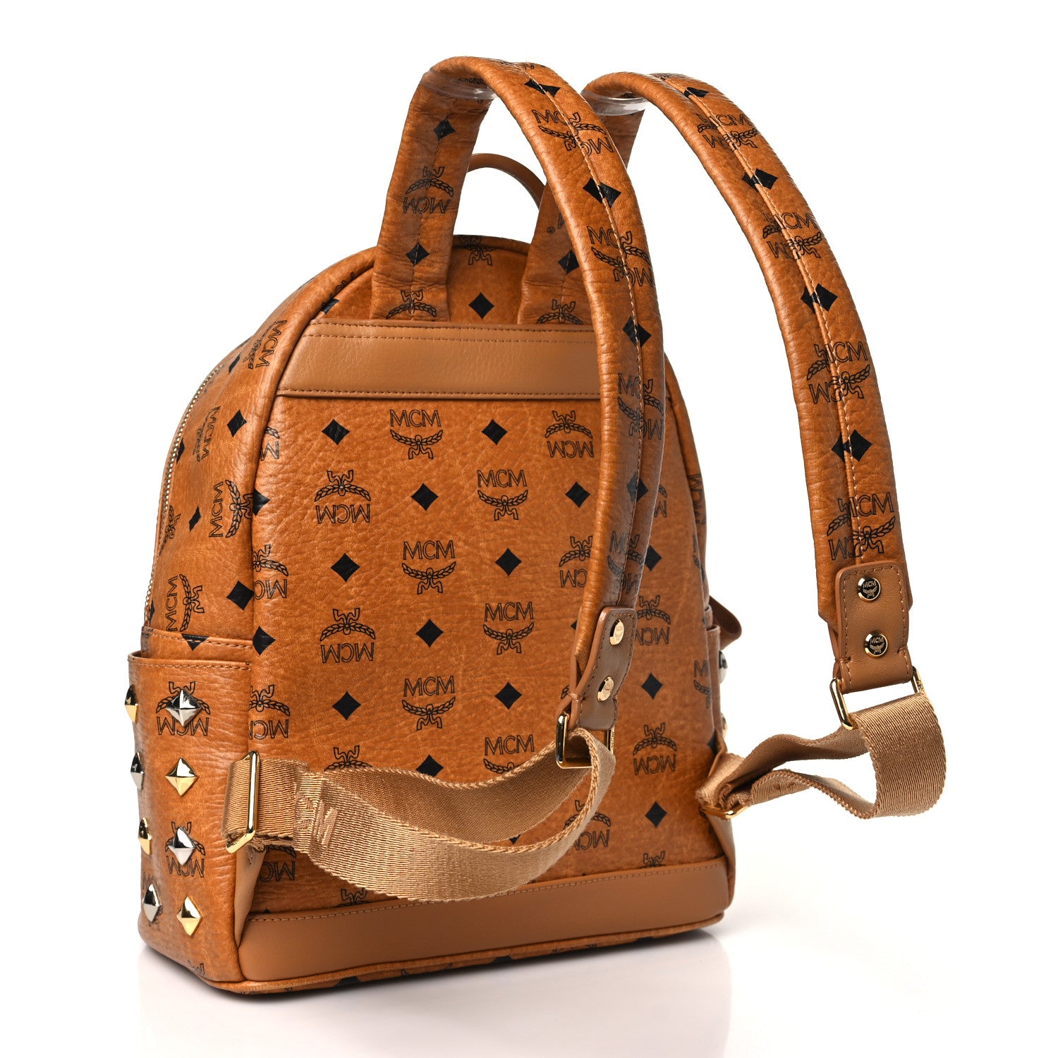 MCM Visetos Studded Small Stark Backpack Cognac 2 of 9