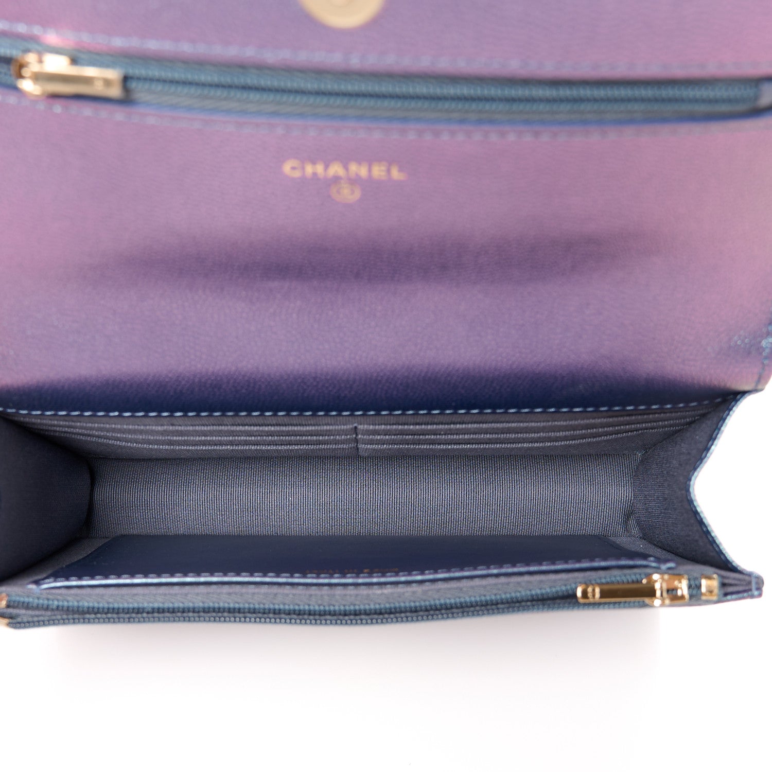 Chanel Iridescent Caviar Quilted Wallet on Chain WOC Dark Blue 5 of 12