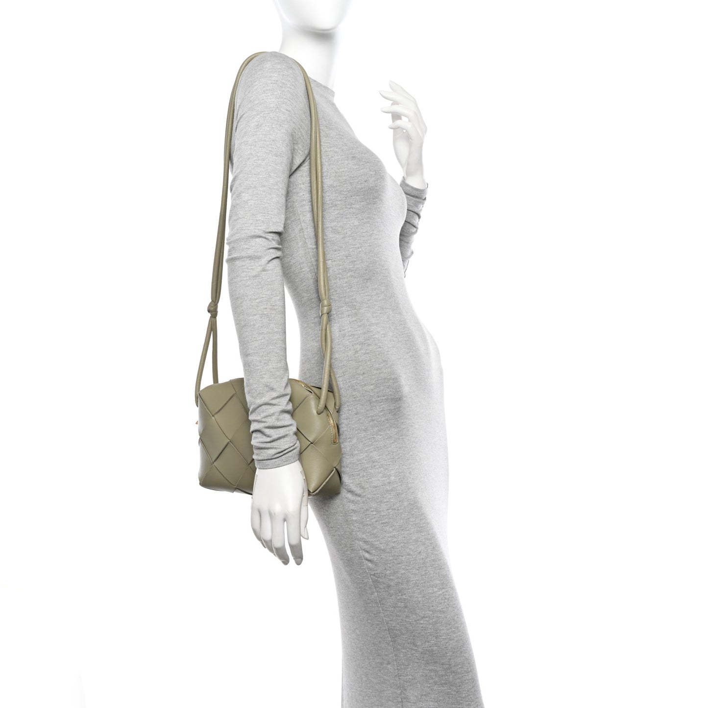 Lambskin Maxi Intrecciato Small Cassette Camera Bag Travertine