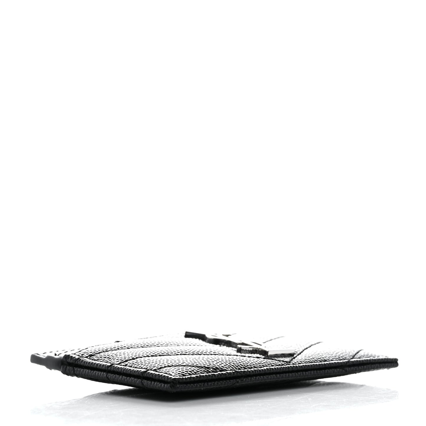 Grain De Poudre Matelasse Chevron Monogram Credit Card Case Black