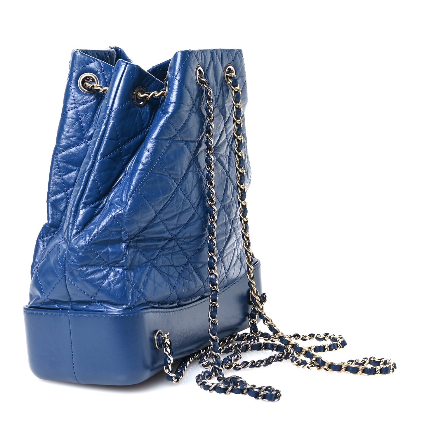 Aged Calfskin Quilted Gabrielle Backpack Blue