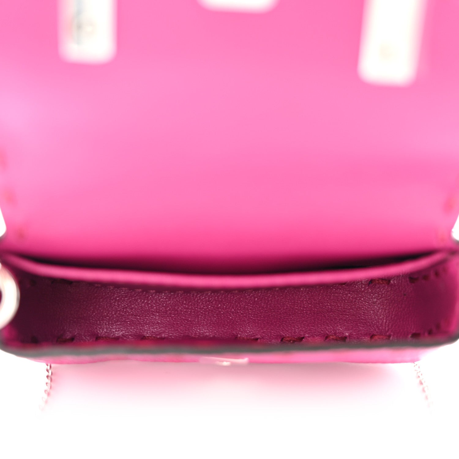 Fendi Cuoio Romano Selleria Nano Maxi Buckle Baguette Charm Magenta 5 of 9