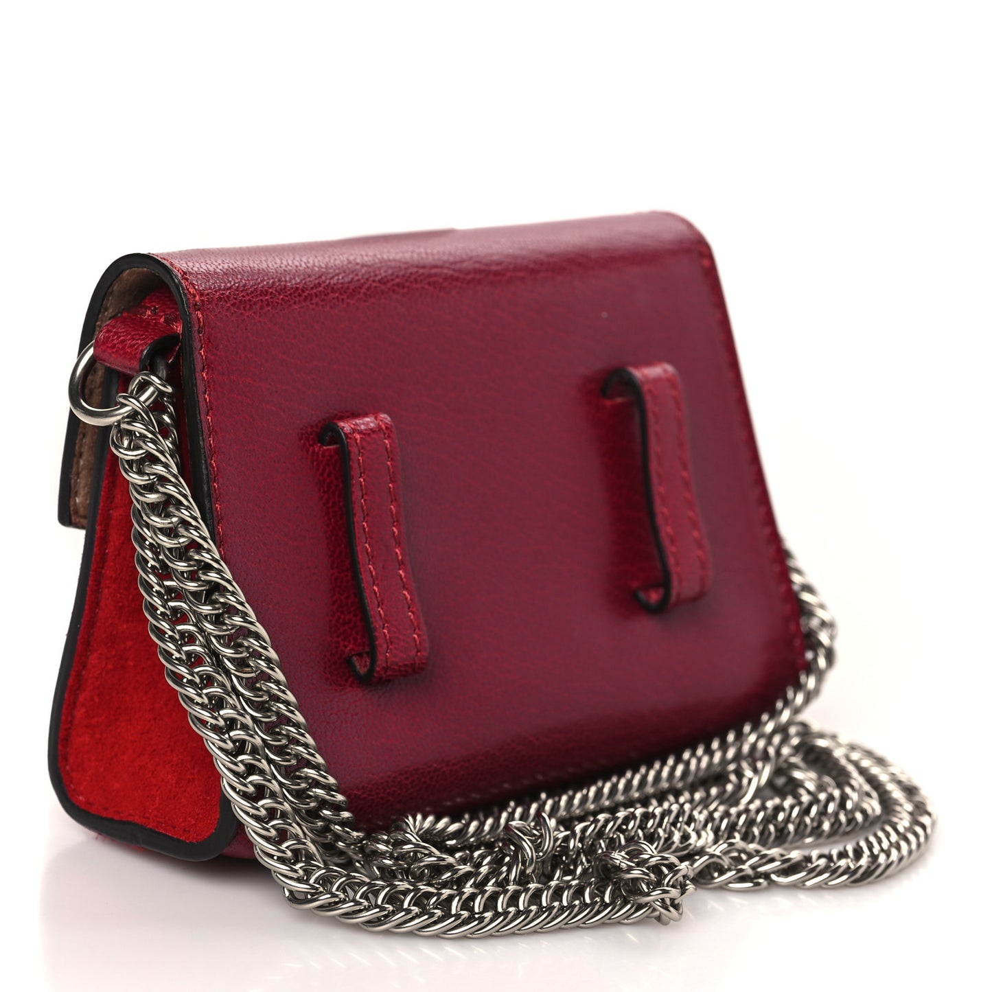 Crinkled Patent Goatskin Suede Mini GV3 Shoulder Bag Fig Pink Cherry