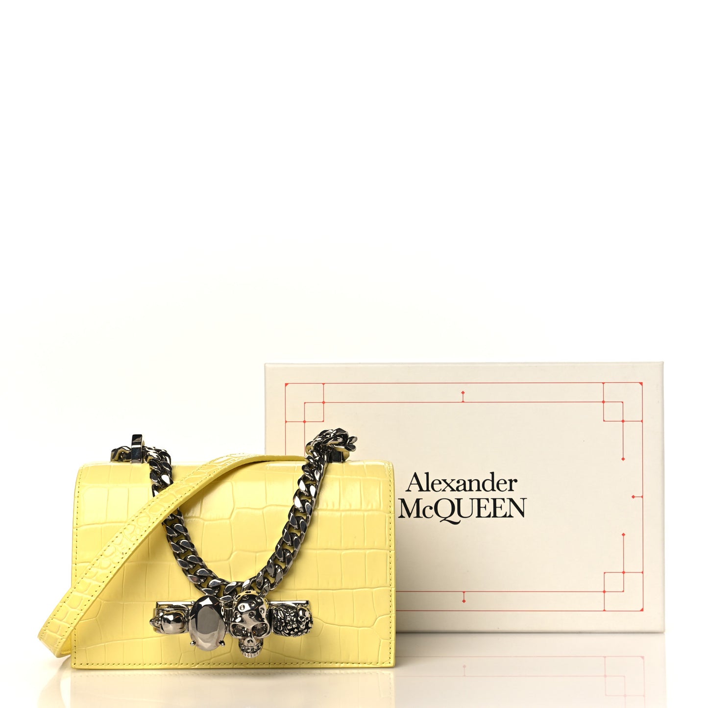 Shiny Crocodile Embossed Jeweled Satchel Pop Yellow