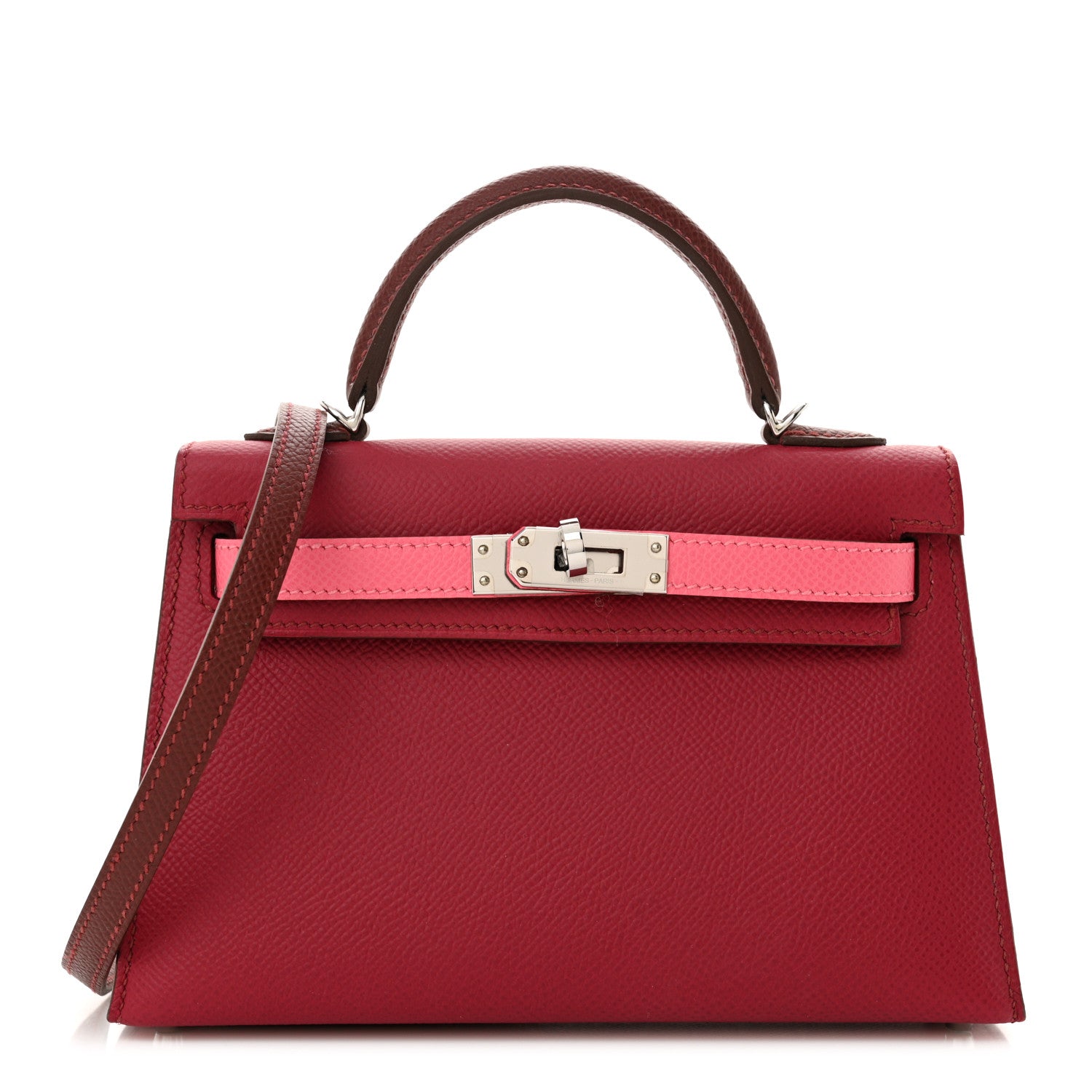 HERMES ケース ルージュ ズール レッド Hermes Epsom Tri-Color Mini Kelly Sellier 20 Rubis Rose Azalee