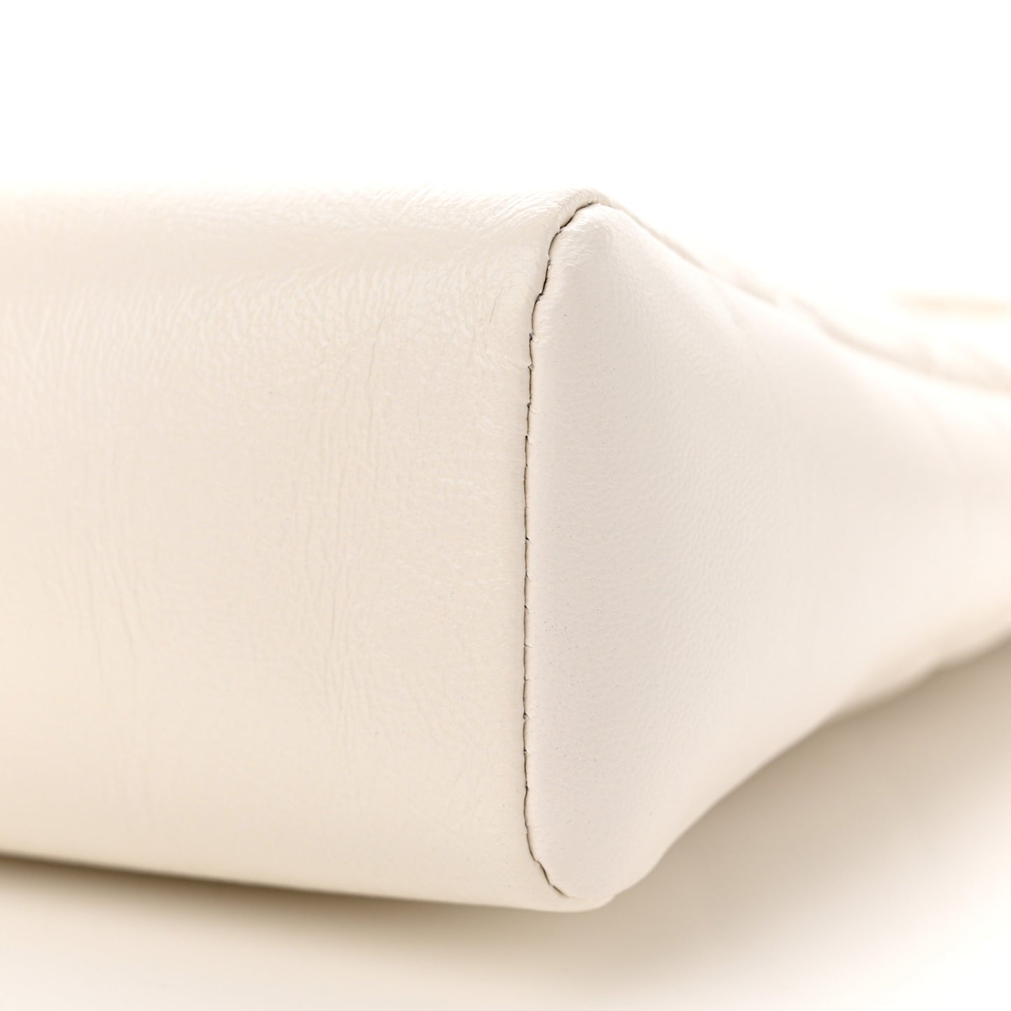 Shiny Lambskin Quilted Mini 31 Shopping Bag White