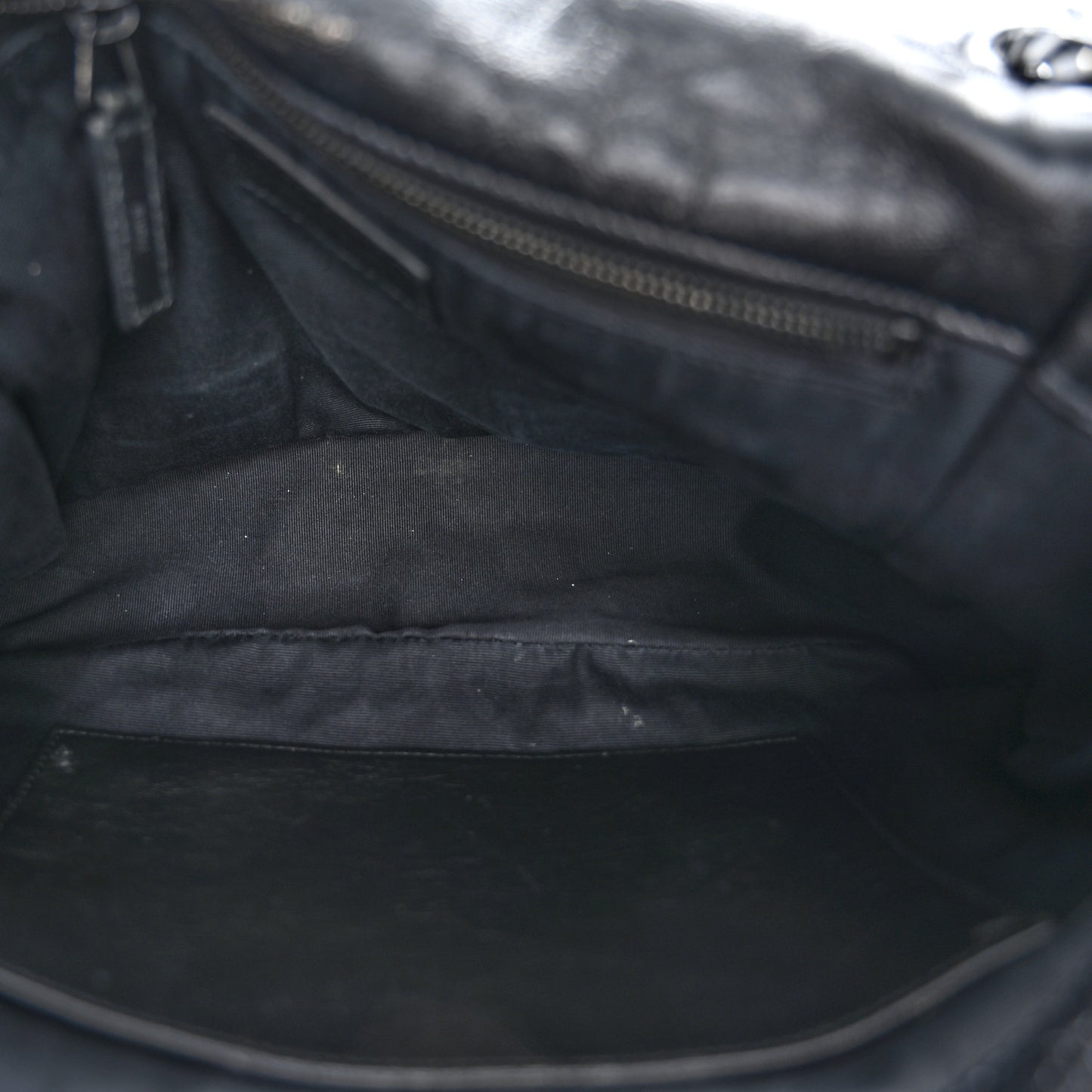 Crinkled Calfskin Matelasse Monogram Medium Niki Chain Satchel Black