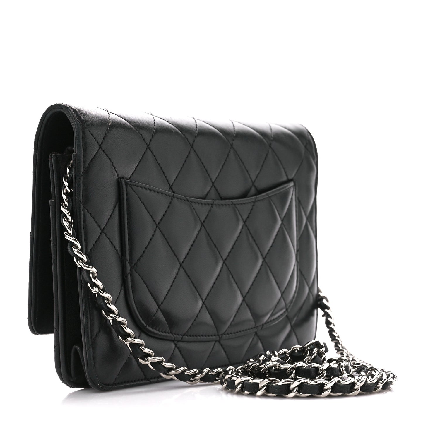 Lambskin Quilted Wallet On Chain WOC Black