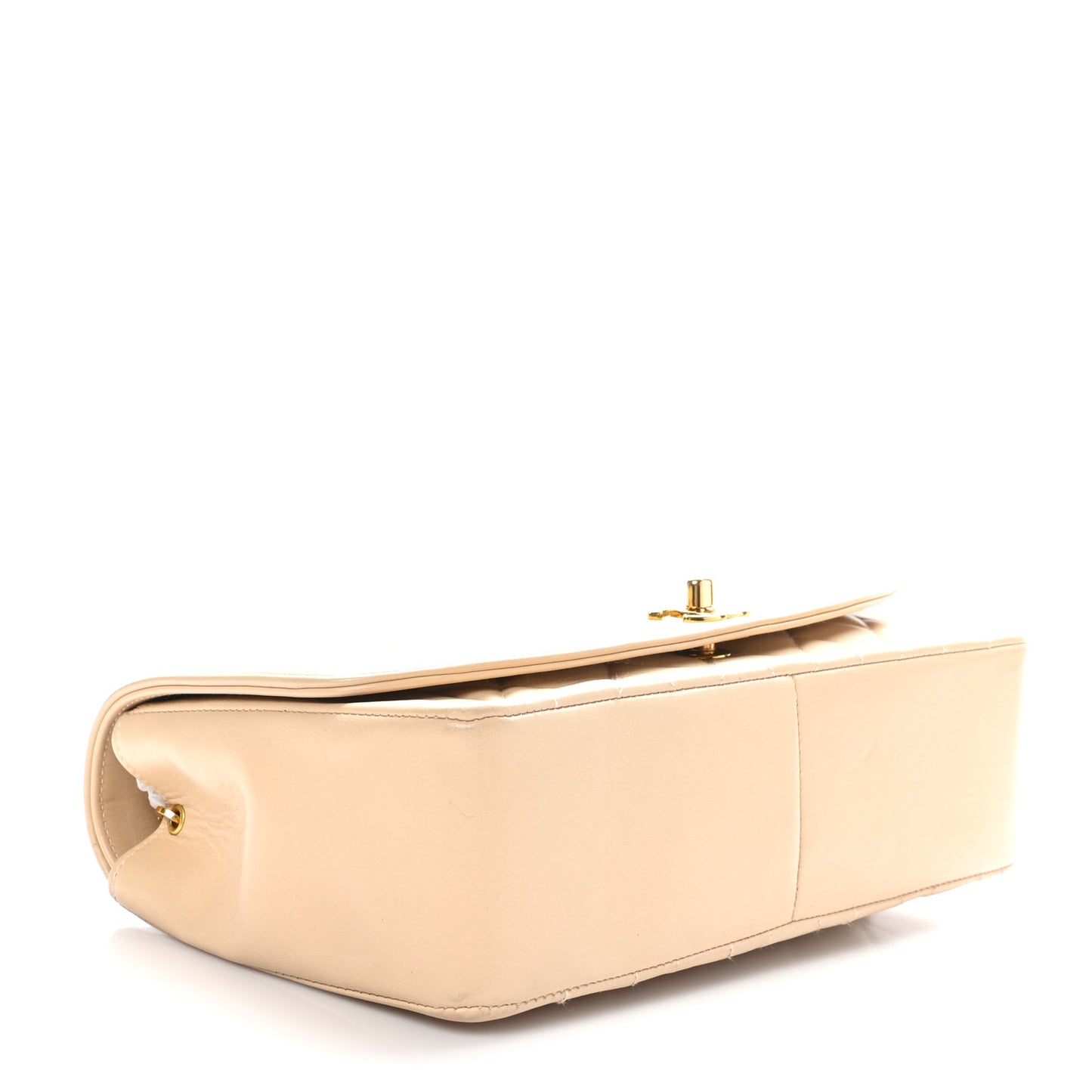 Lambskin Quilted Medium Single Flap Beige