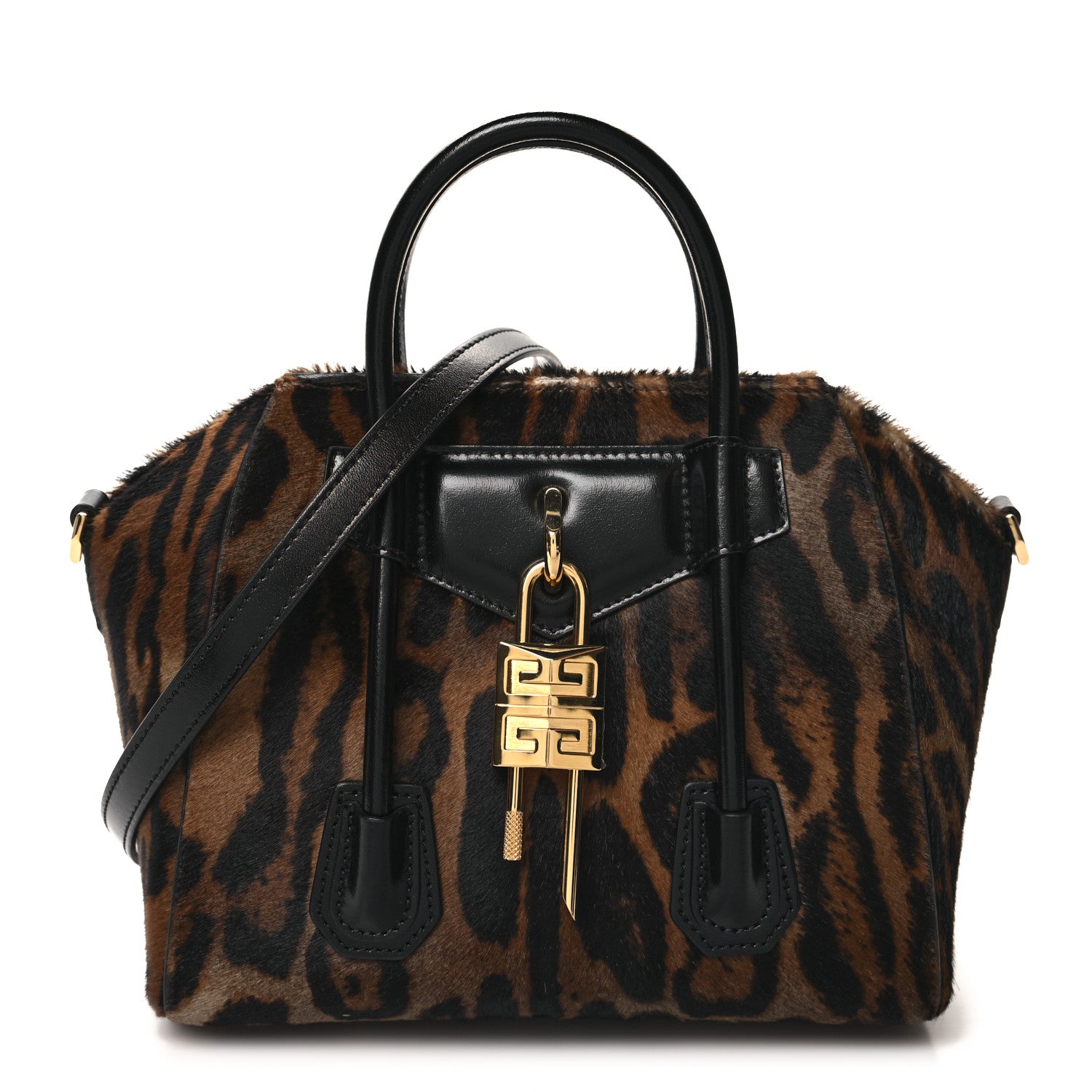 Givenchy Calf Hair Box Calfskin Leopard Print Mini Lock Antigona