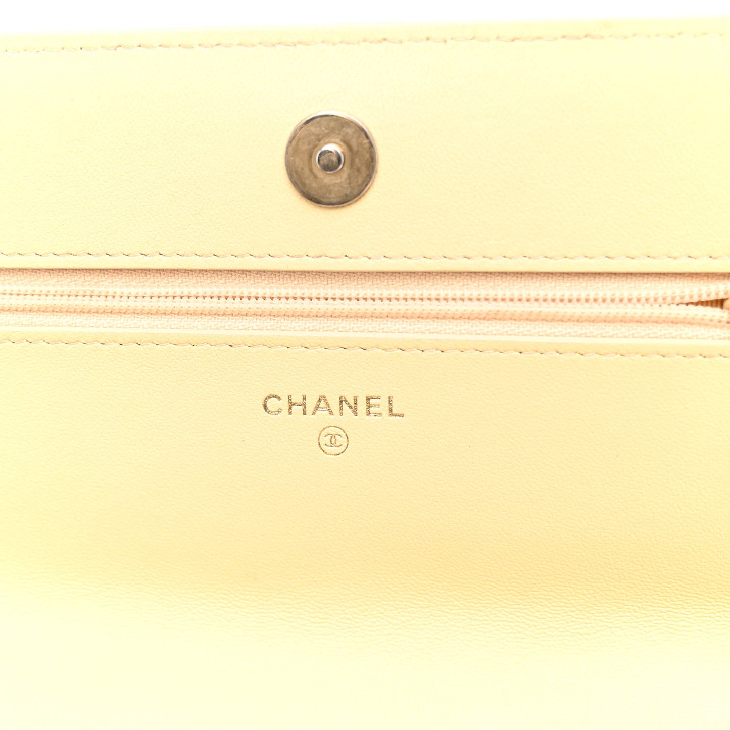 Lambskin Quilted Chanel 19 Wallet On Chain WOC Yellow